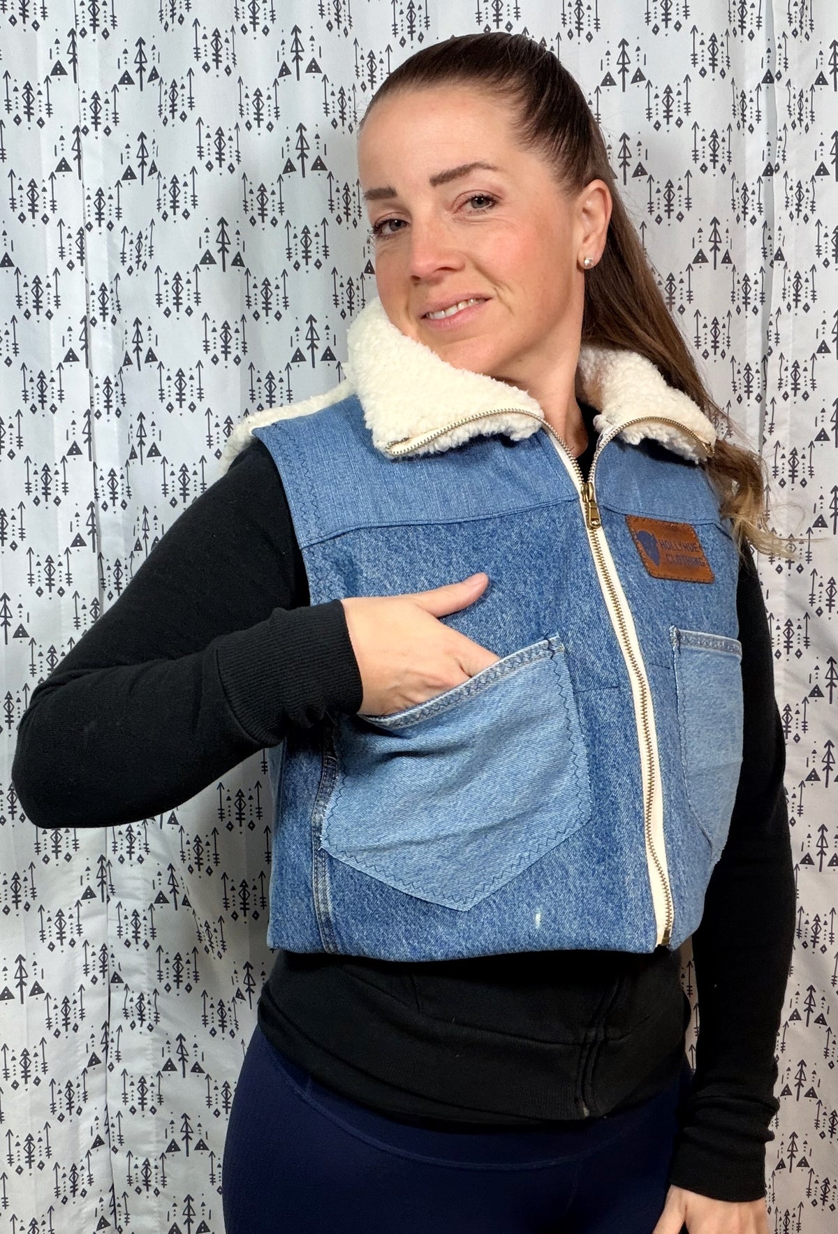 Light Blue Buffalo Zip-Up Vest Jacket Size Women's M