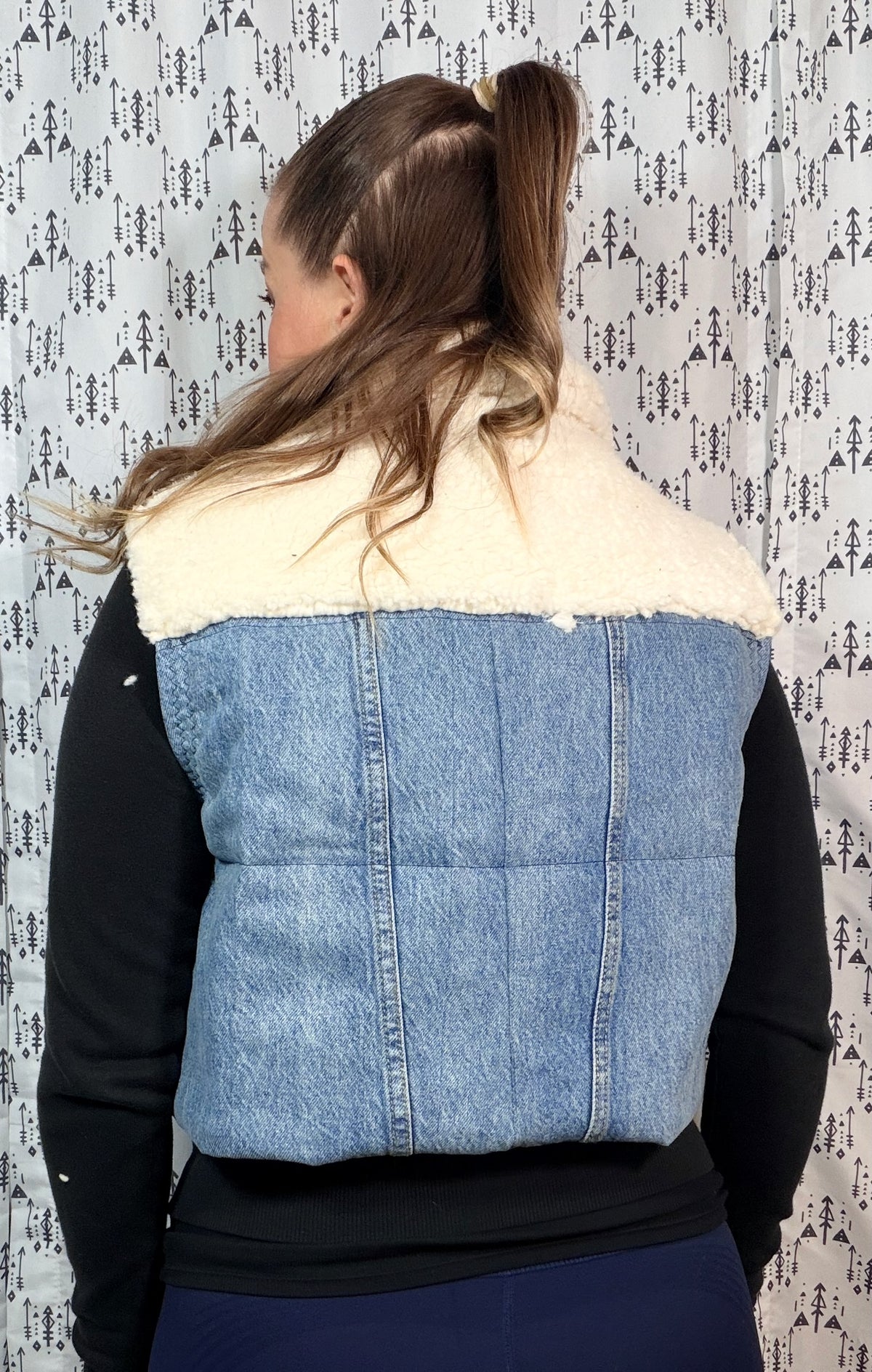 Light Blue Buffalo Zip-Up Vest Jacket Size Women's M