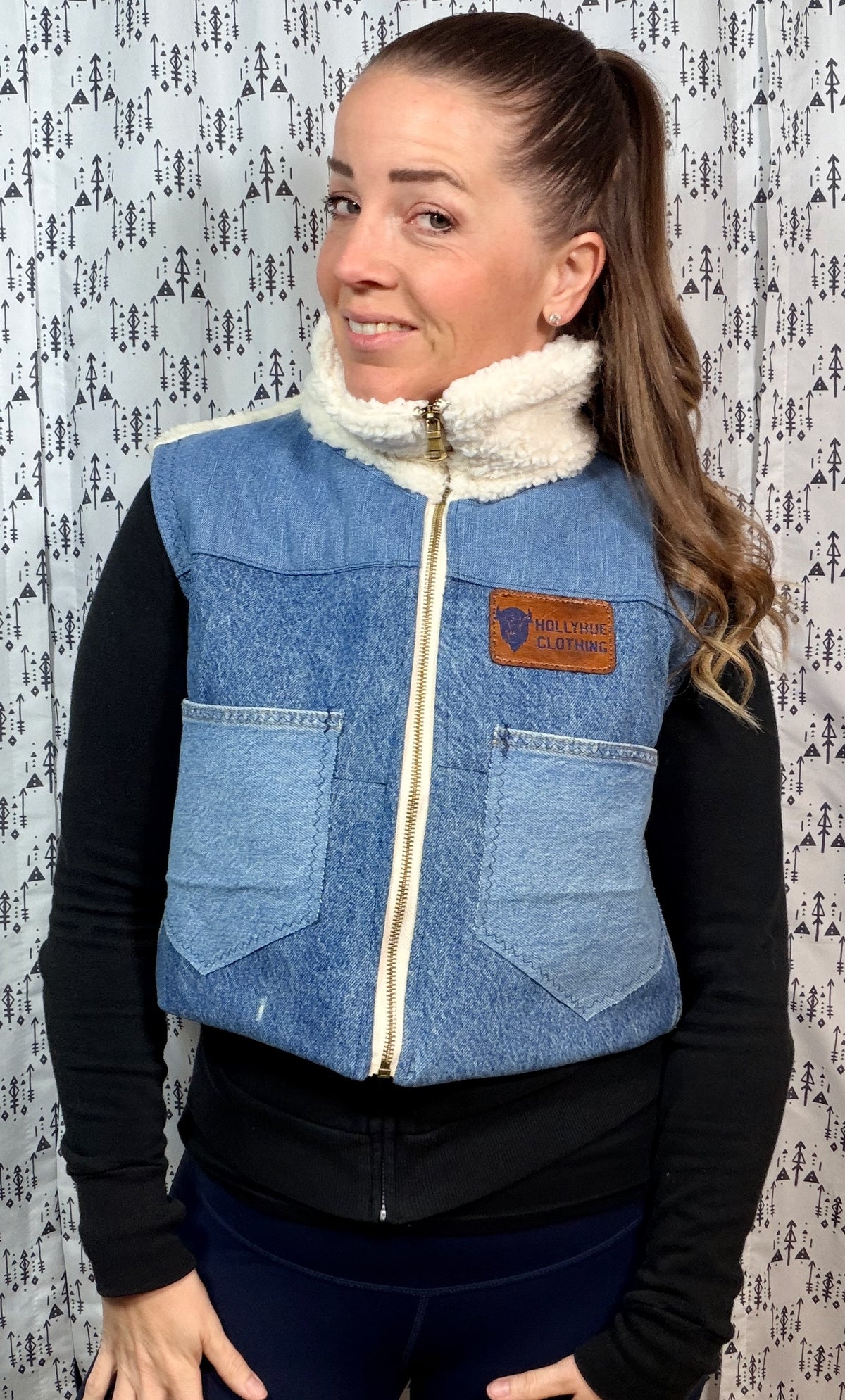 Light Blue Buffalo Zip-Up Vest Jacket Size Women's M