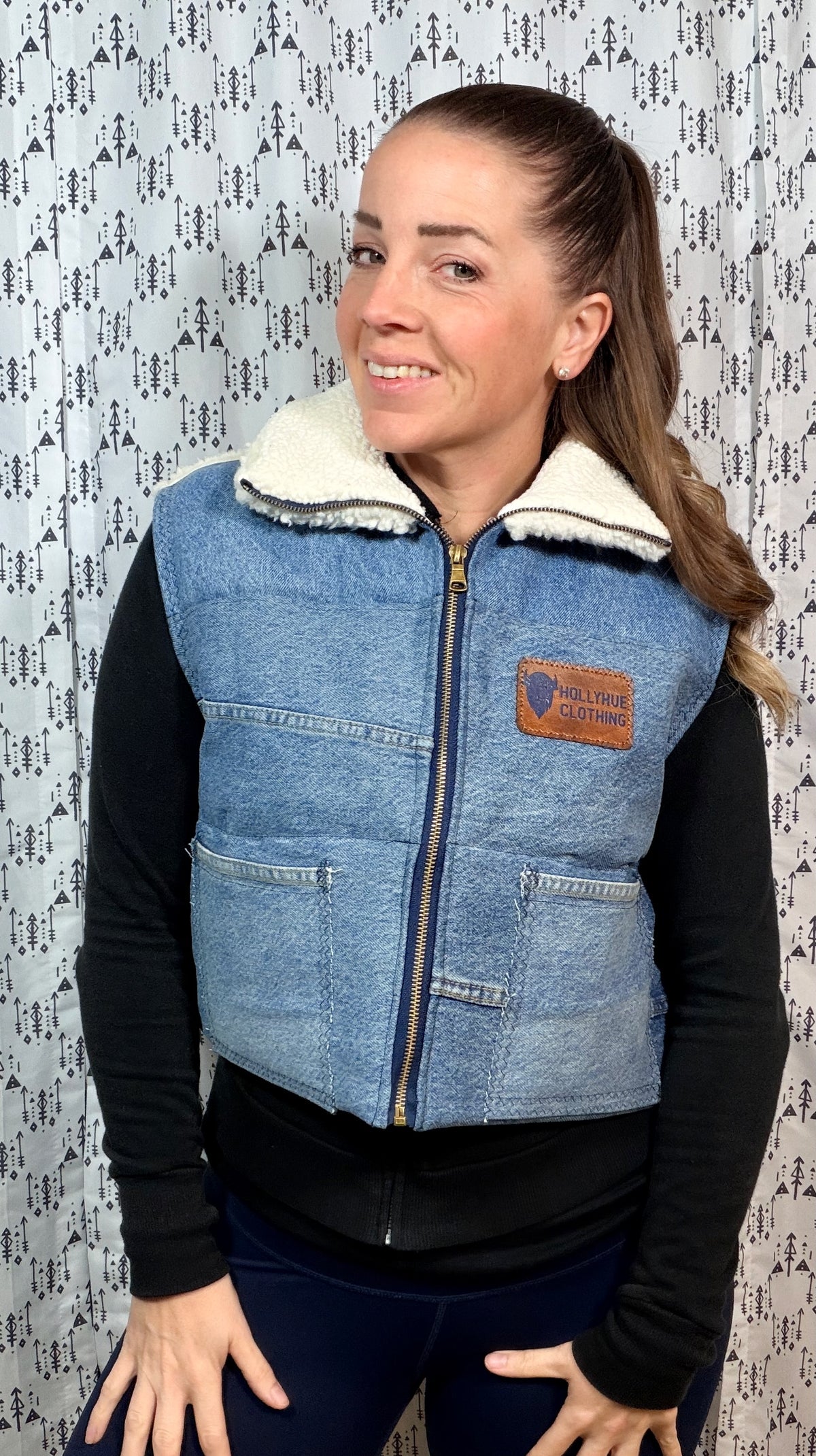 Light Blue Buffalo Zip-Up Vest Jacket Size Women's L
