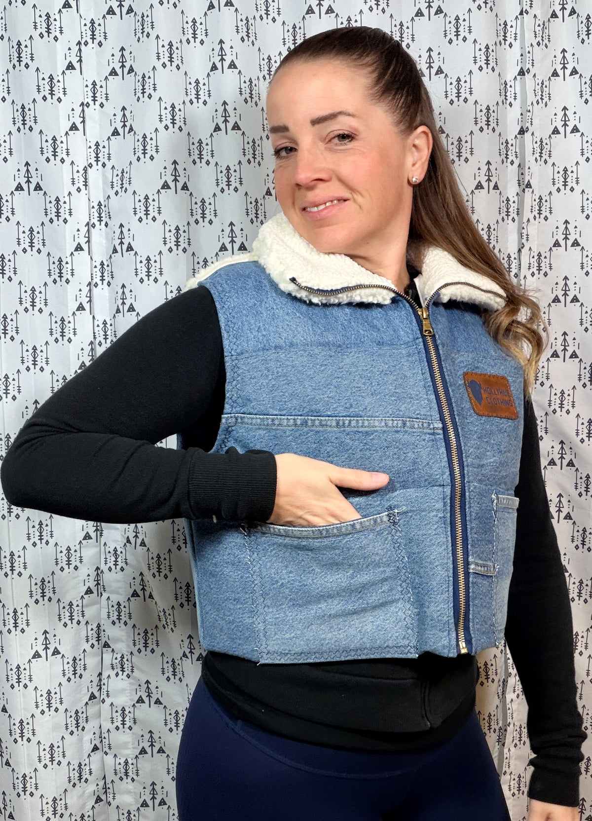 Light Blue Buffalo Zip-Up Vest Jacket Size Women's L