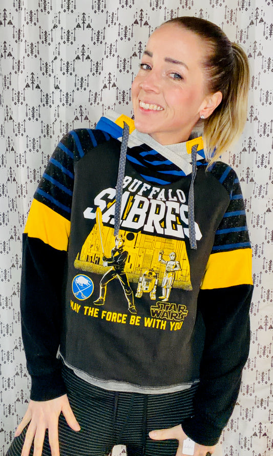 Black Buffalo Hockey Force Crop Hoodie Size Women's-M/L