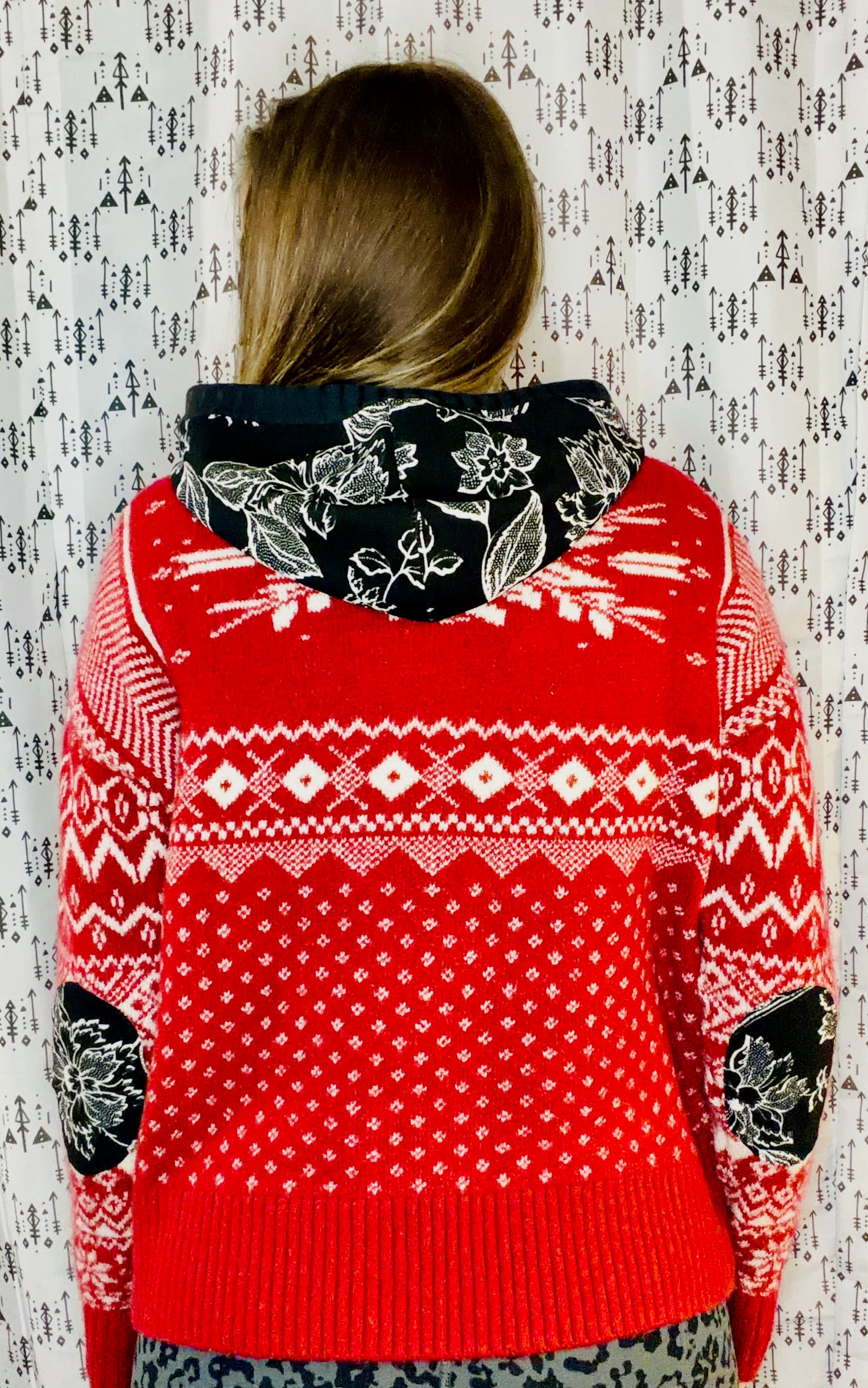 Red & White Buffalo Dyngus Day Sweater Hoodie Size- Women's L/XL