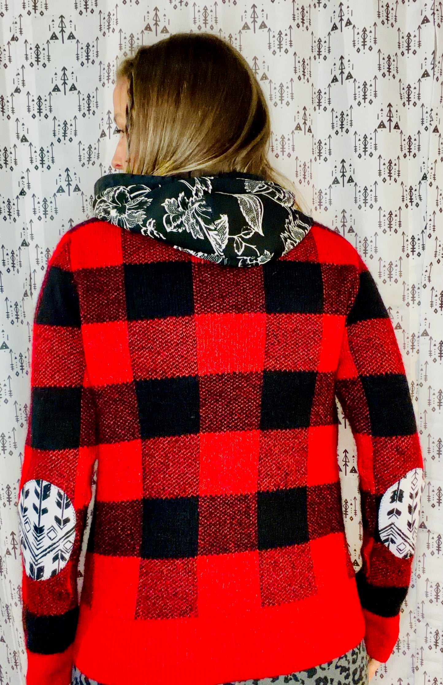 Red Plaid Buffalo Dyngus Day Sweater Hoodie Size- Women's M/L