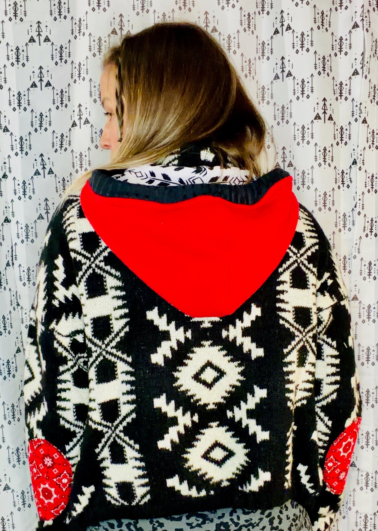 Black & White Buffalo Dyngus Day Sweater Hoodie Size- Women's L/XL