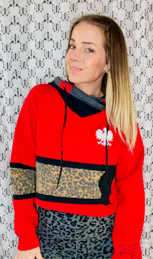 Red Buffalo Football X Dyngus Day Crop Hoodie Size- Women's S/M