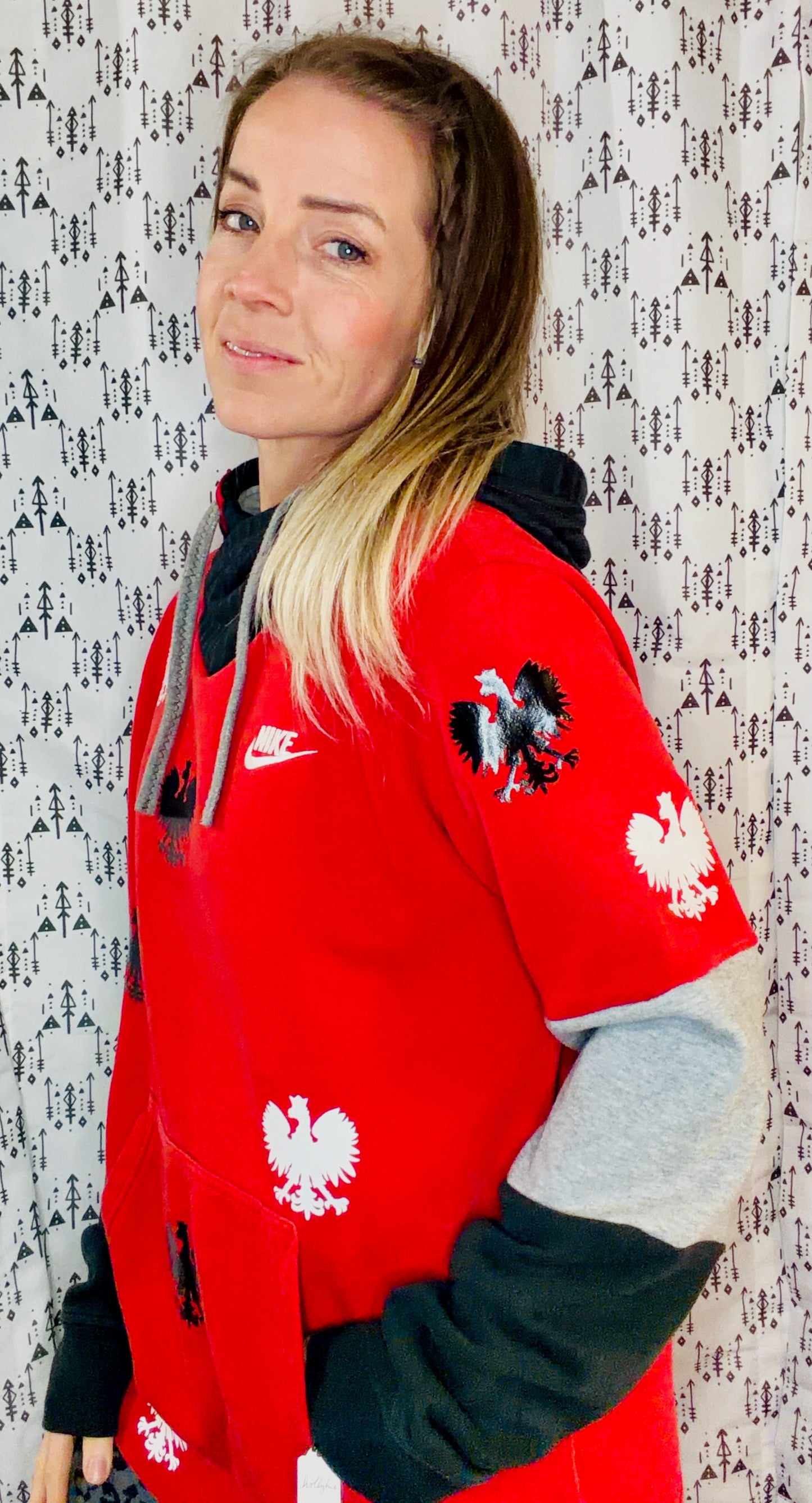 Red All-over Dyngus Day Hoodie Size Unisex-M/L