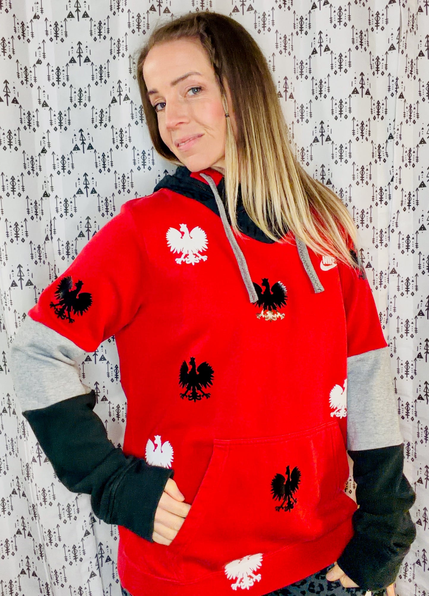 Red All-over Dyngus Day Hoodie Size Unisex-M/L