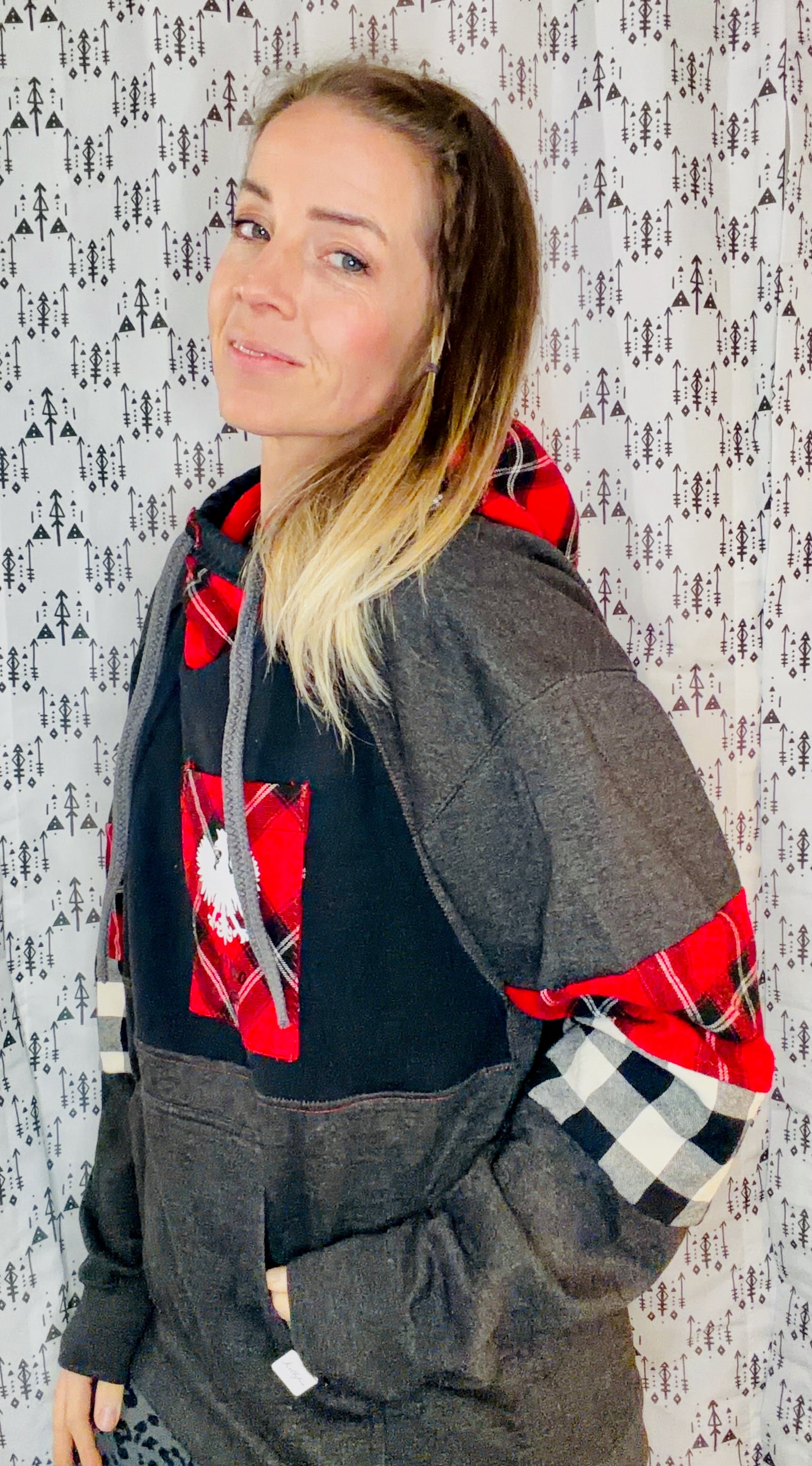 Grey & Plaid Dyngus Day Hoodie Size Unisex-M/L