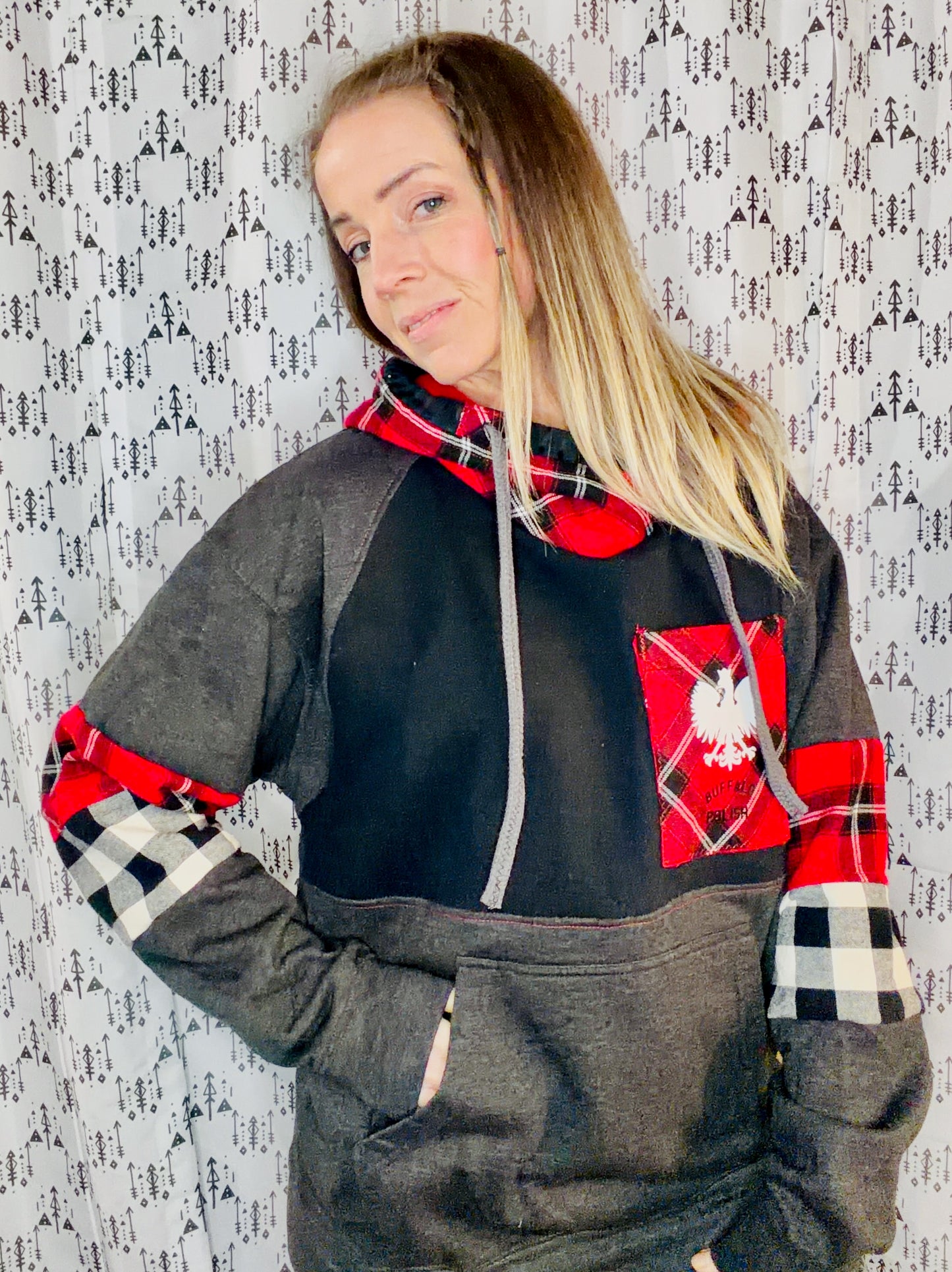 Grey & Plaid Dyngus Day Hoodie Size Unisex-M/L