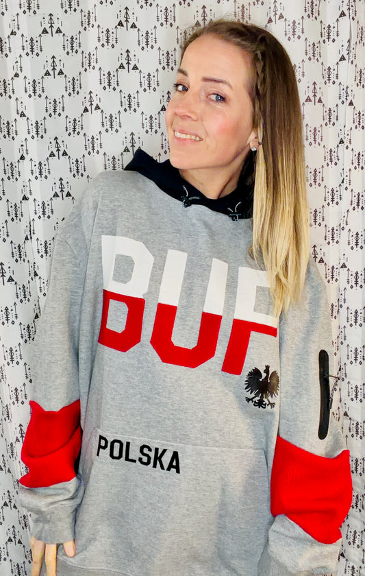 Grey & Black Buffalo Dyngus Day Hoodie Size Unisex-XL/2X