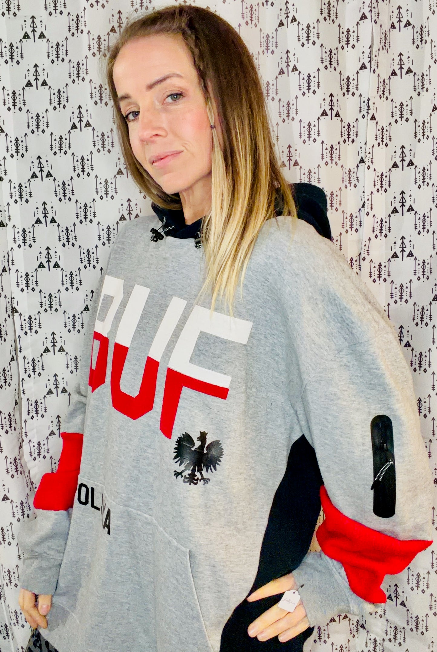 Grey & Black Buffalo Dyngus Day Hoodie Size Unisex-XL/2X