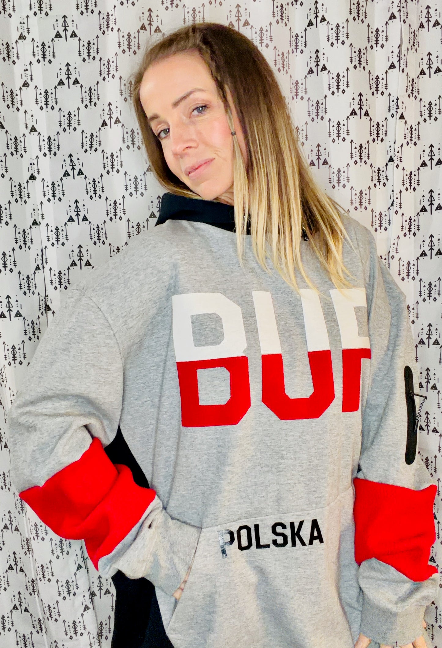 Grey & Black Buffalo Dyngus Day Hoodie Size Unisex-XL/2X