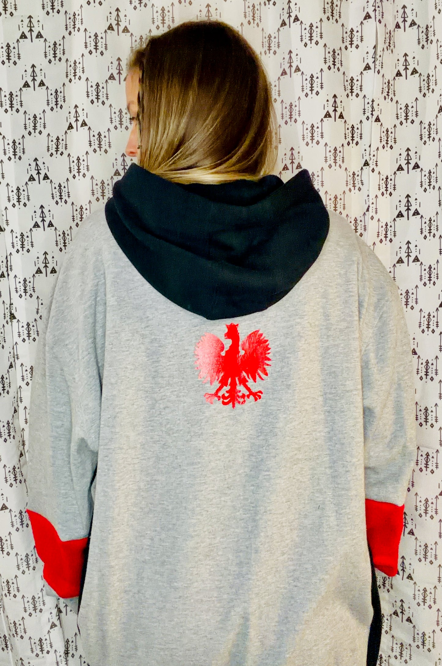Grey & Black Buffalo Dyngus Day Hoodie Size Unisex-XL/2X