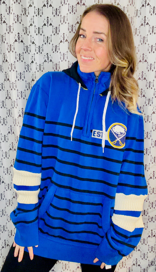 Blue Striped Buffalo Hockey Size Unisex-XL/2X