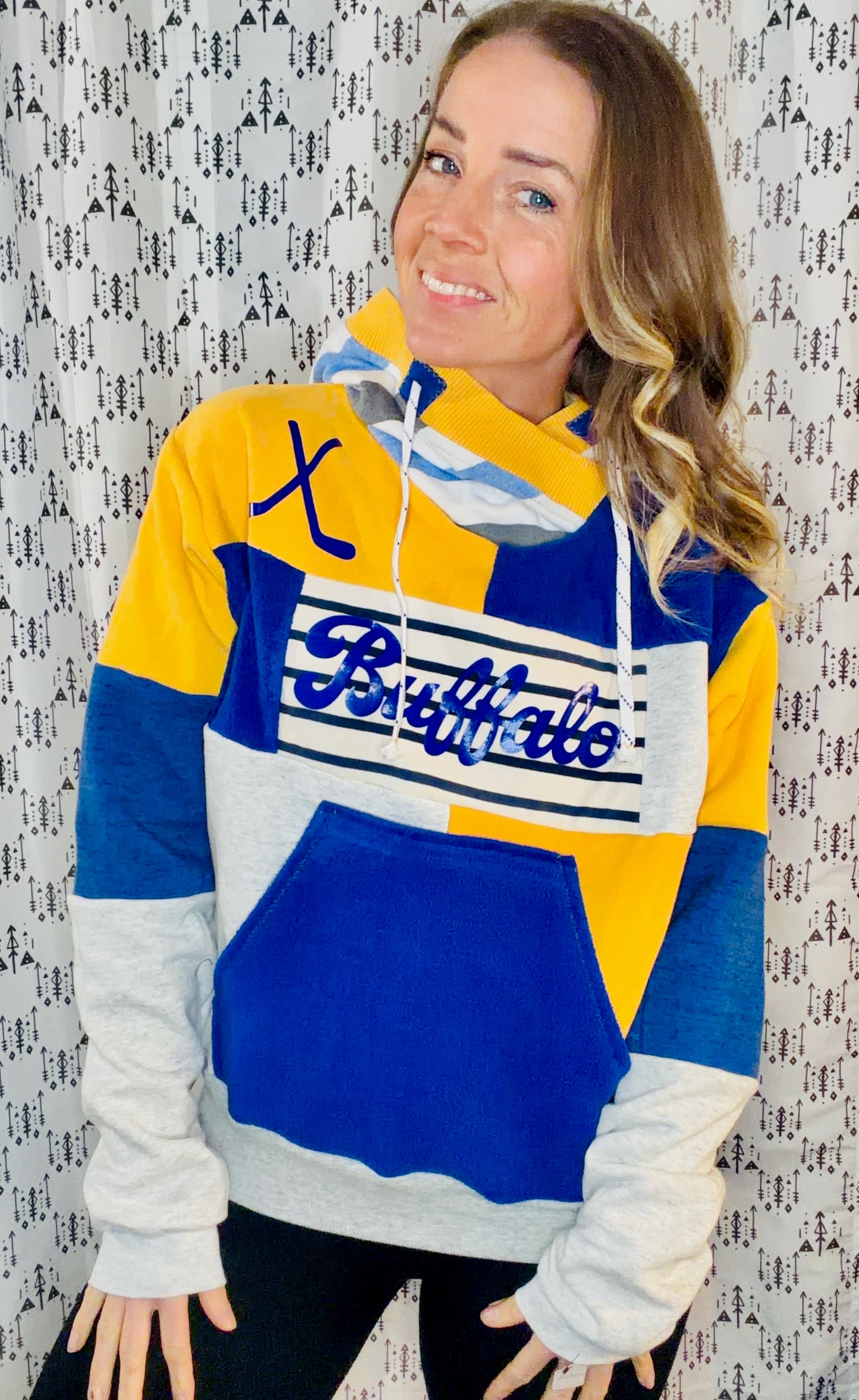 Color block Buffalo Hockey Hoodie Size- Women's L/XL