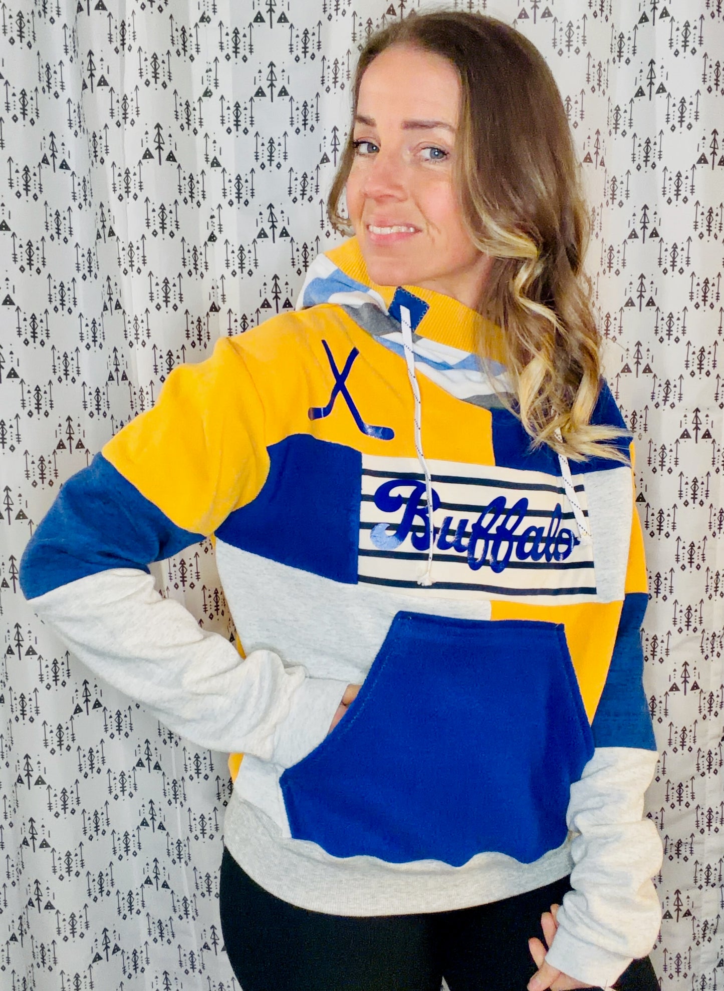 Color block Buffalo Hockey Hoodie Size- Women's L/XL