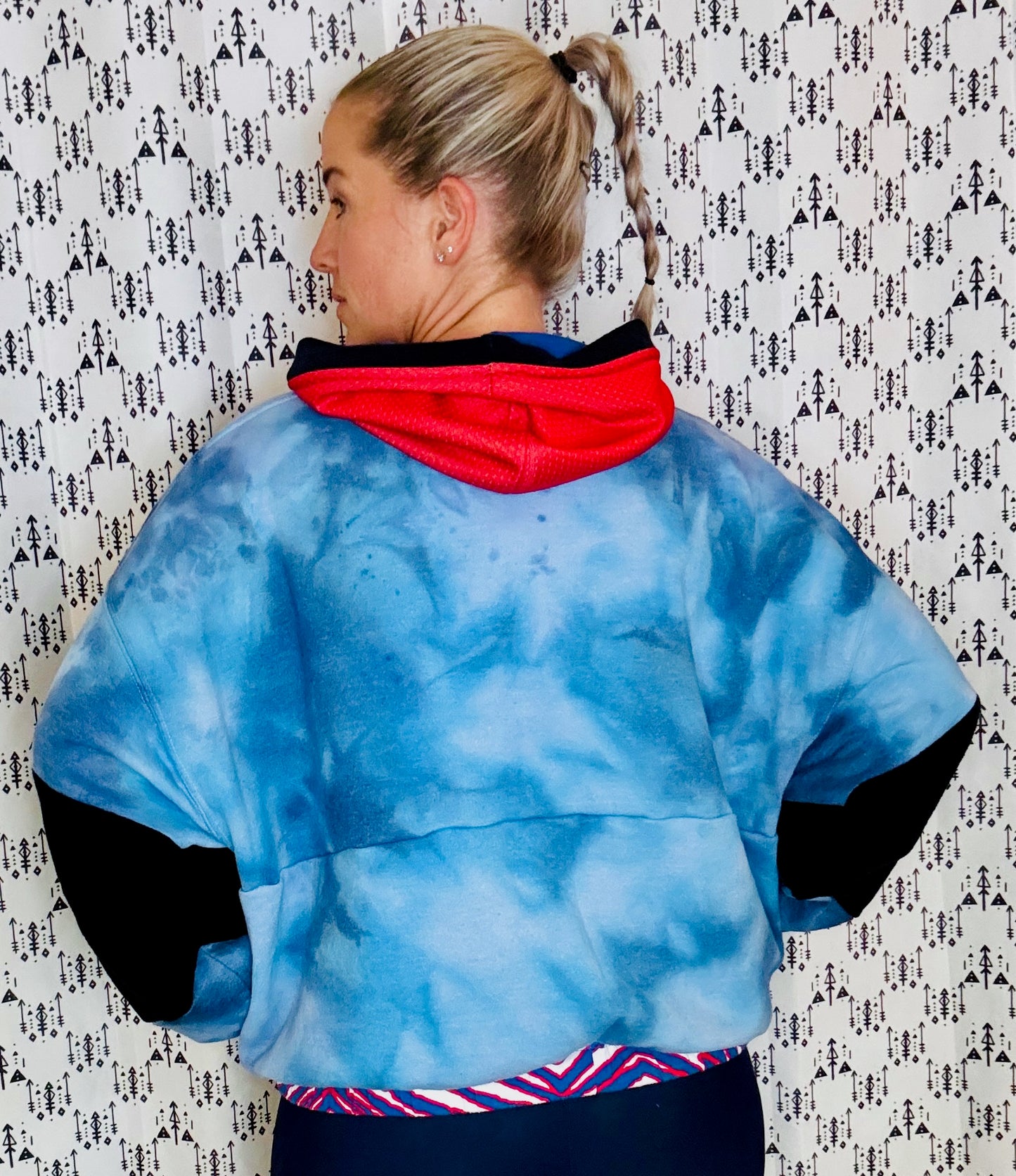 1/4 Zip Tie Dye X Zubaz Cinched Waist Crop BUF Hoodie Size- Women's 3X