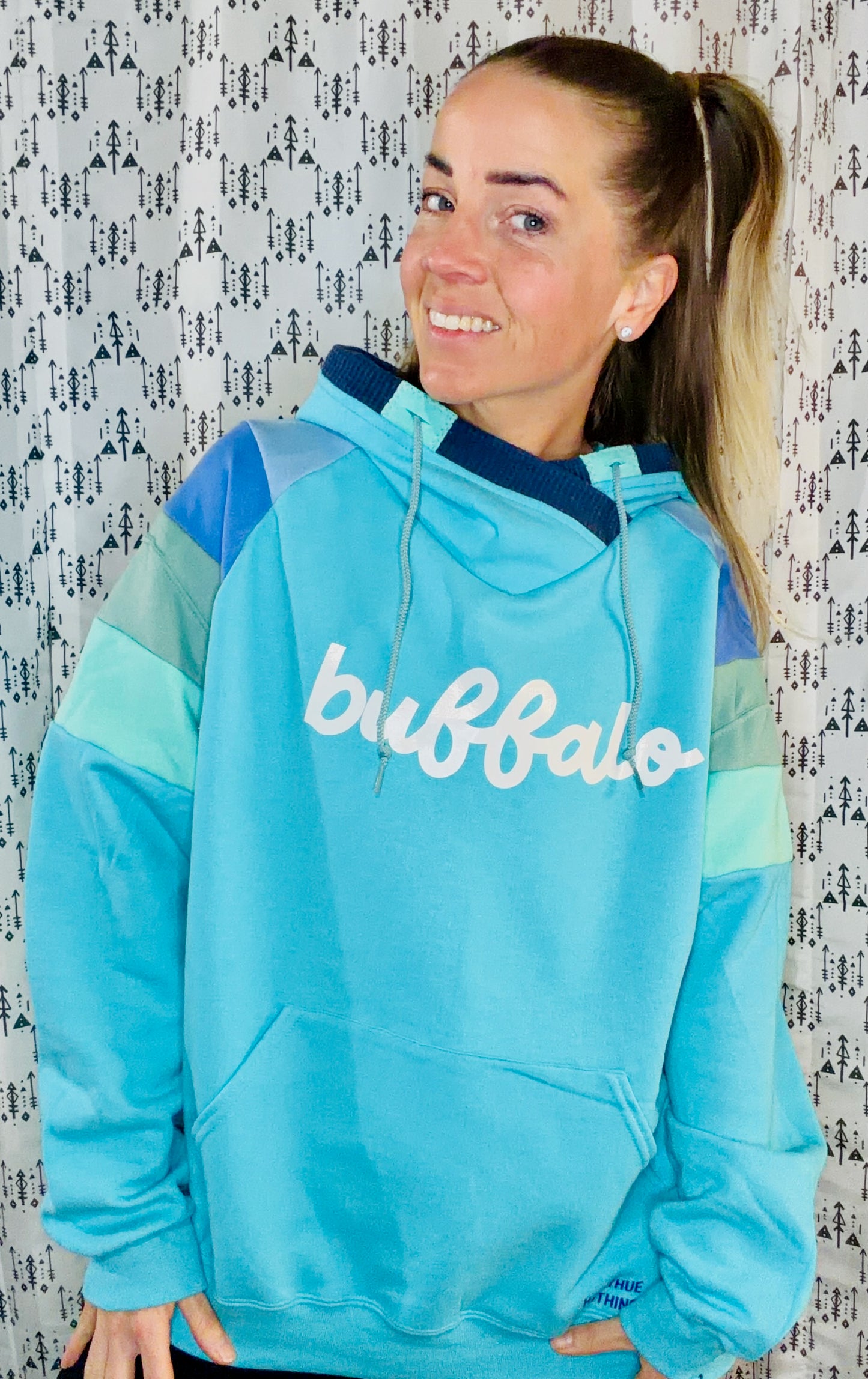 Aqua Buffalo Ocean Hoodie Size- Women's XL/2X