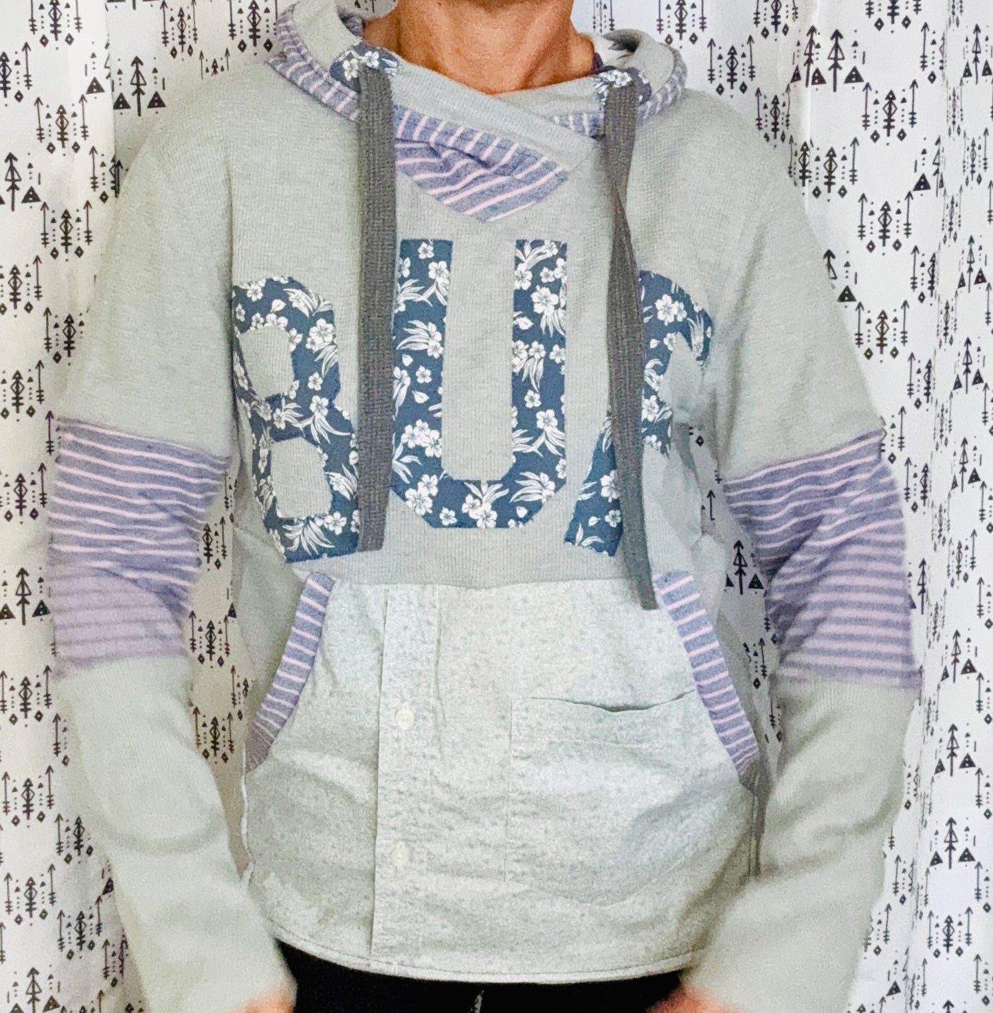 Grey Floral BUF Hoodie Size Women's M/L