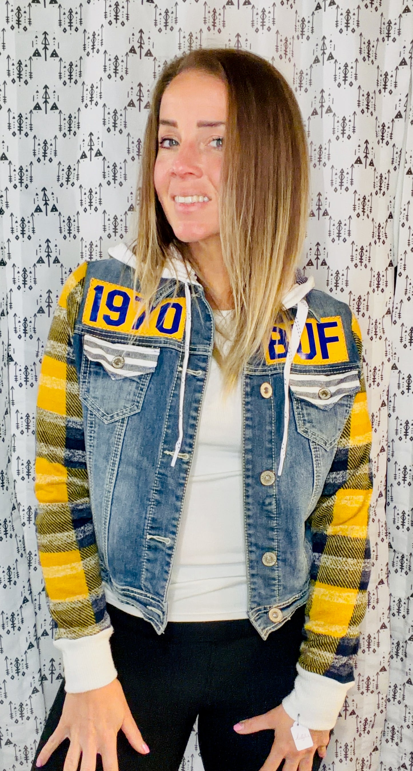 Denim Buffalo Hockey Hooded Jacket Size Unisex- S/M