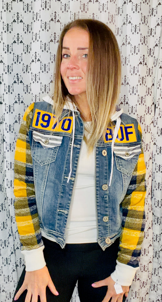 Denim Buffalo Hockey Hooded Jacket Size Unisex- S/M