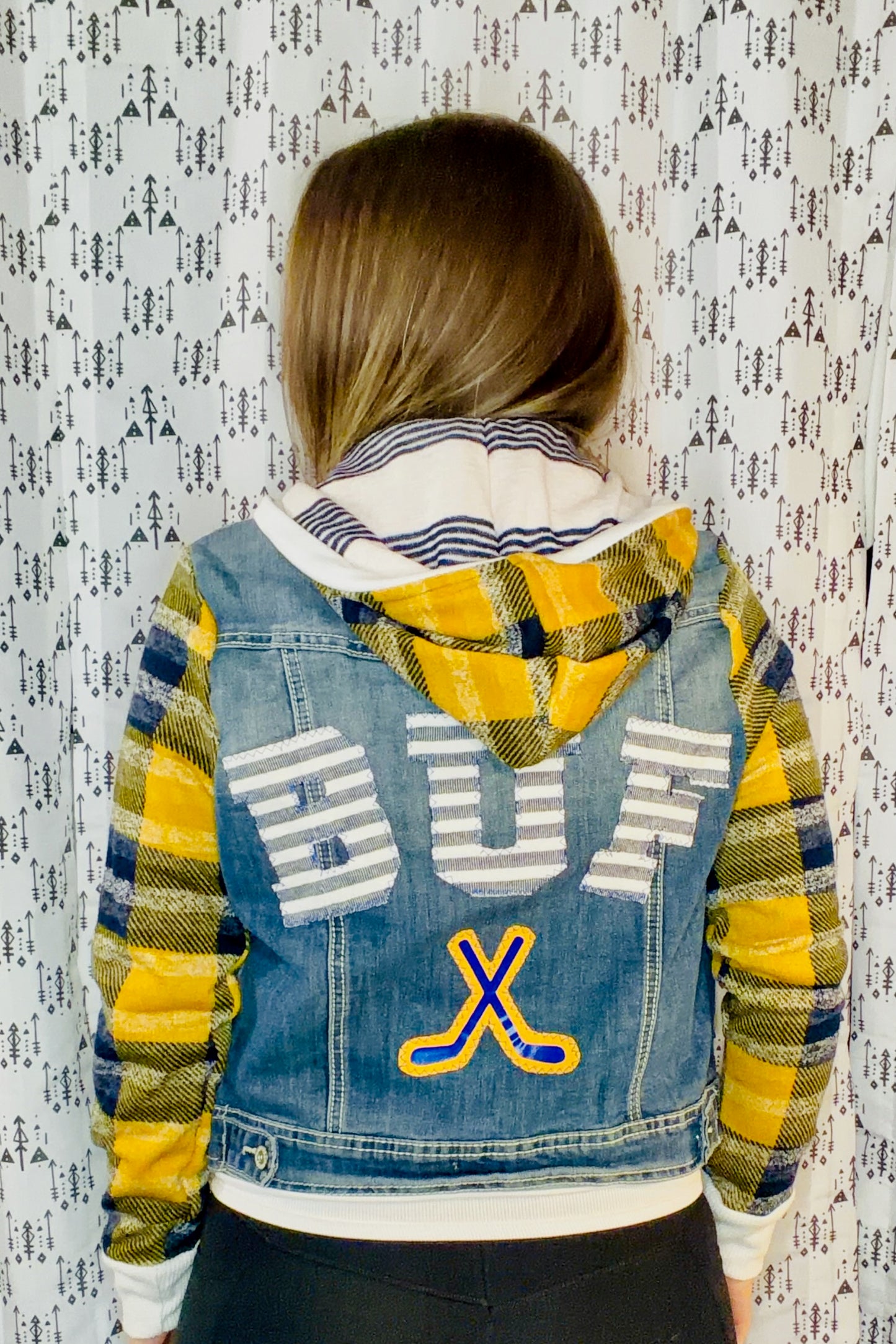 Denim Buffalo Hockey Hooded Jacket Size Unisex- S/M