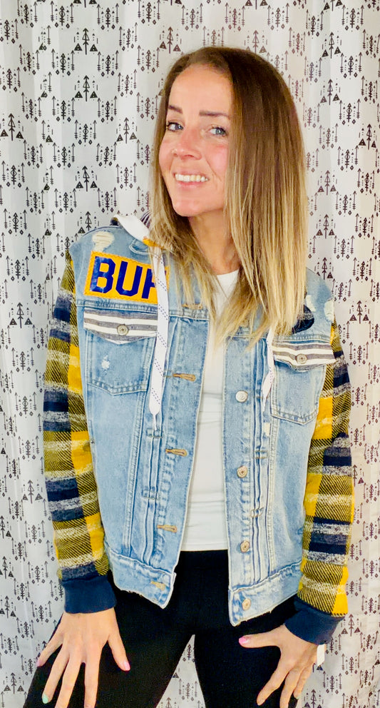 Denim Buffalo Hockey Hooded Jacket Size Unisex- M/L