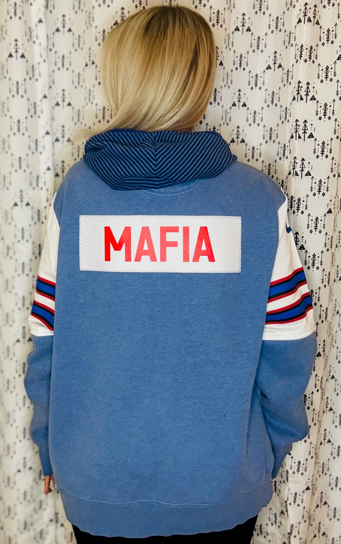 Light Blue Jersey Hybrid Mafia Hoodie Size Unisex L/XL