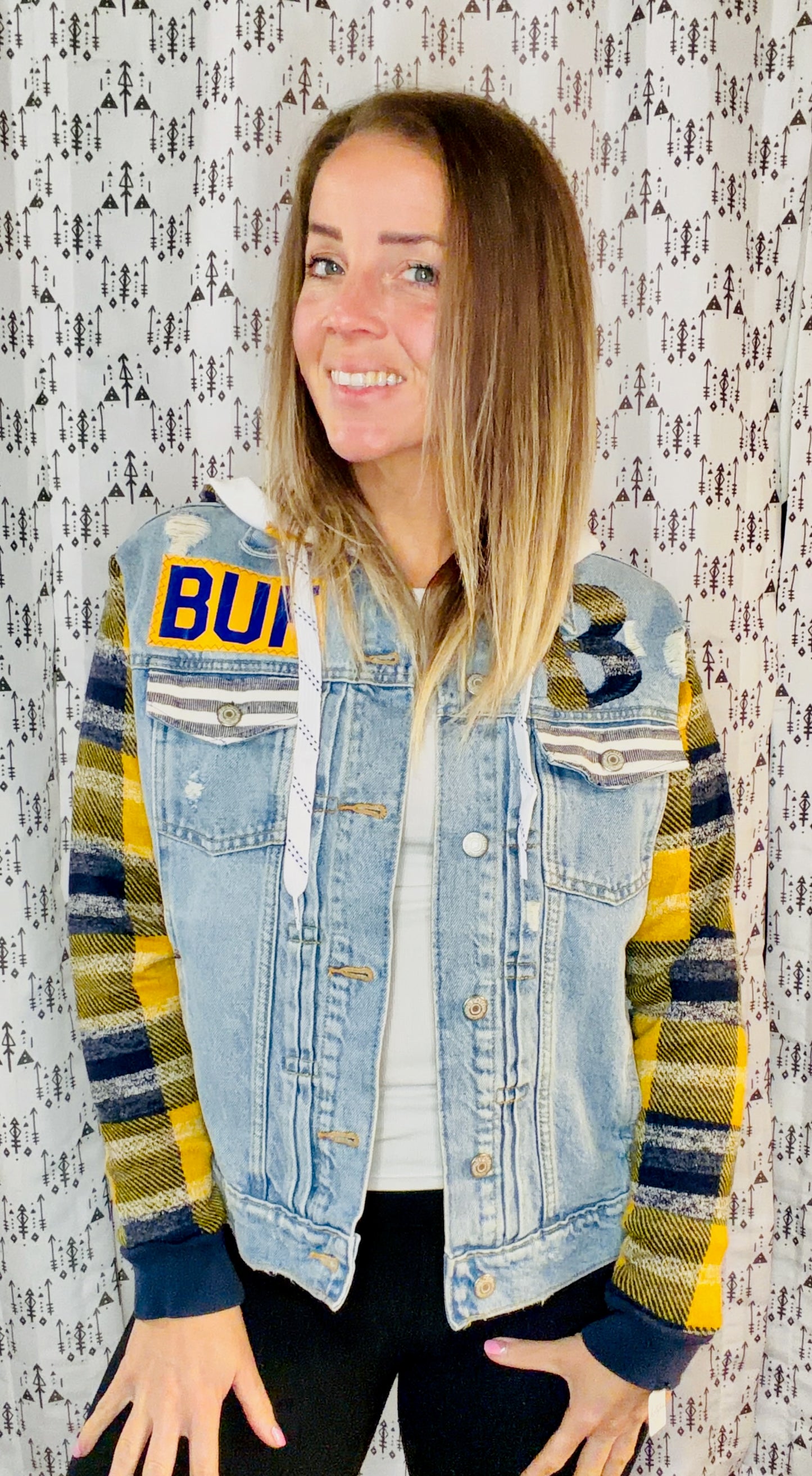 Denim Buffalo Hockey Hooded Jacket Size Unisex- M/L