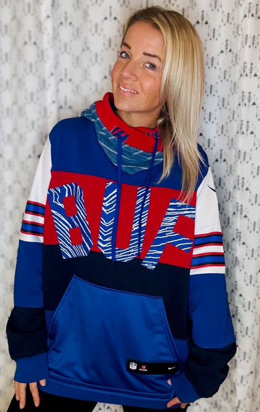 Color-Blocked BUF Jersey Hybrid Hoodie Size- Unisex L/XL