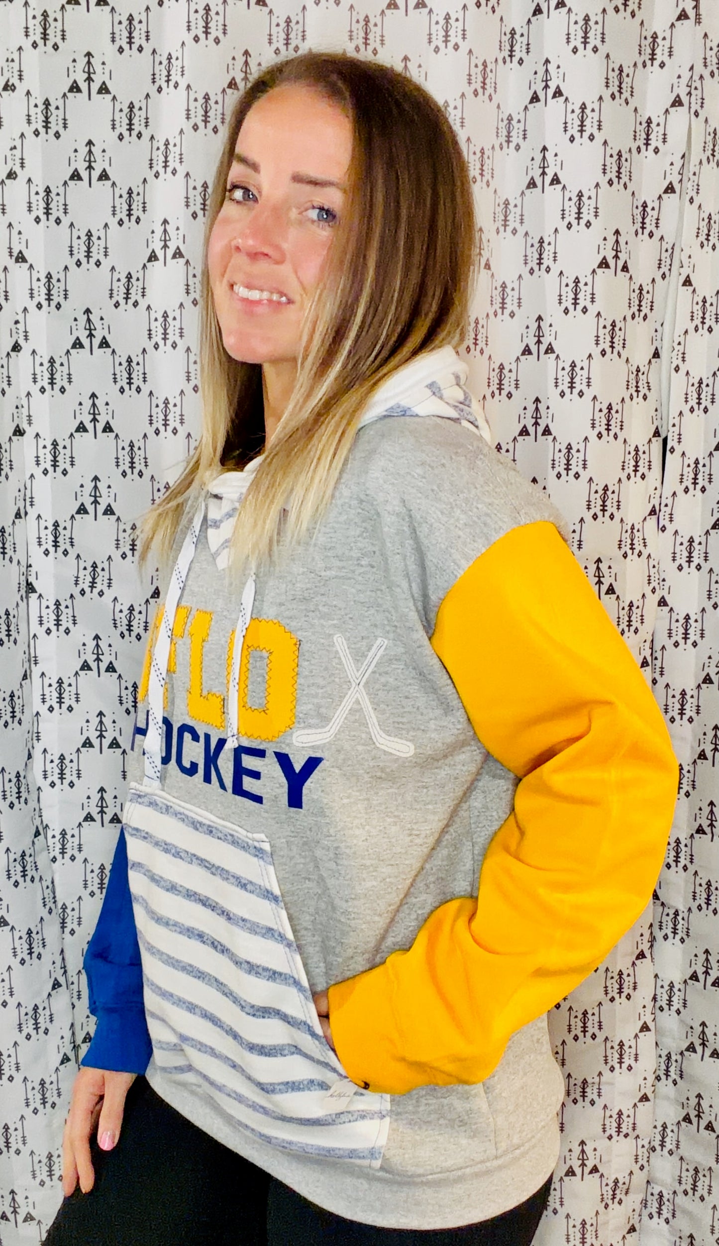Grey BFLO Hockey Hoodie Size Unisex-M/L