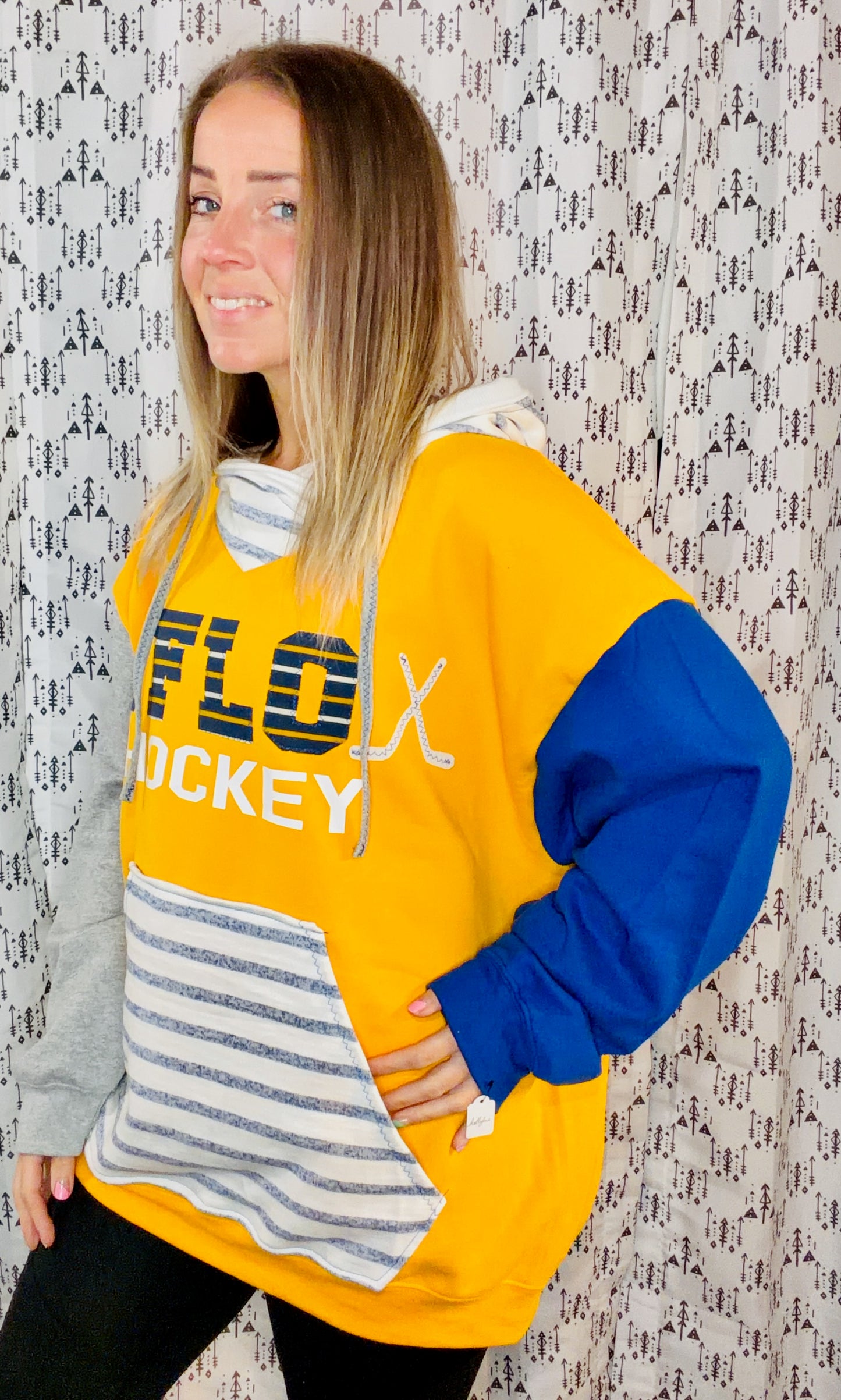 Yellow BFLO Hockey Hoodie Size Unisex-L/XL