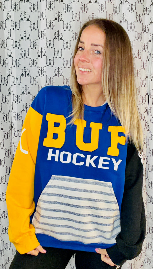 Blue BUF Hockey Crewneck Size Unisex-M/L