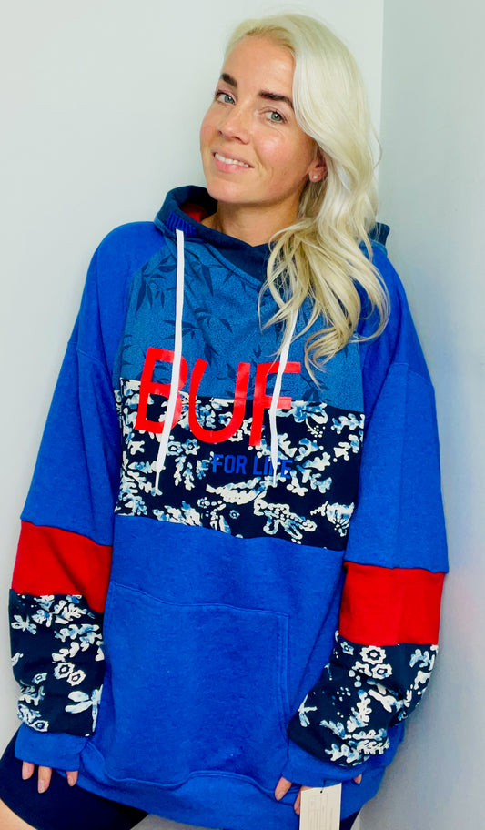 Hues of Blue Hawaiian BUF Hoodie Size- Unisex XL/2X