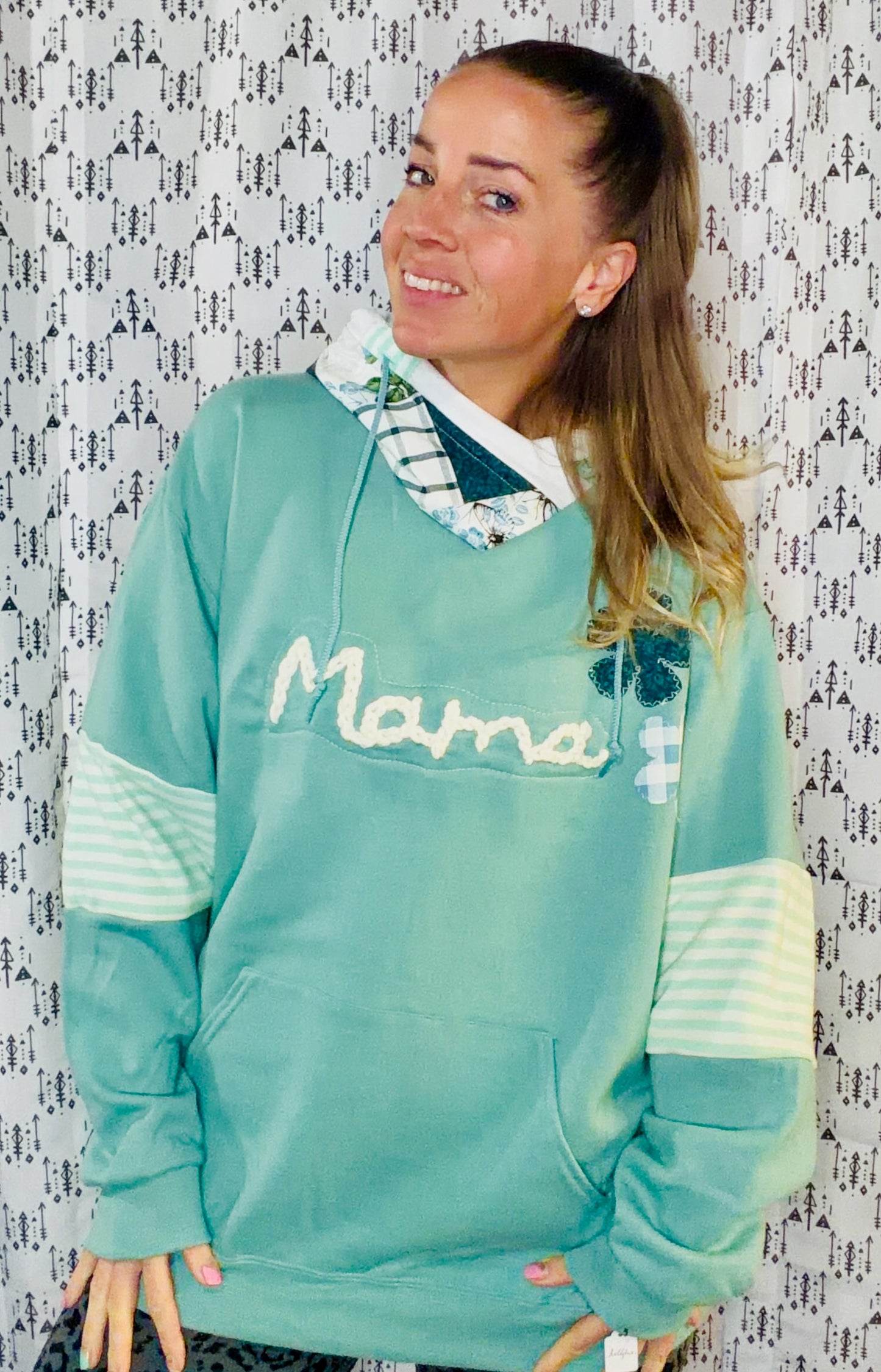 Light Green Mama Hoodie Size Women's- L/XL