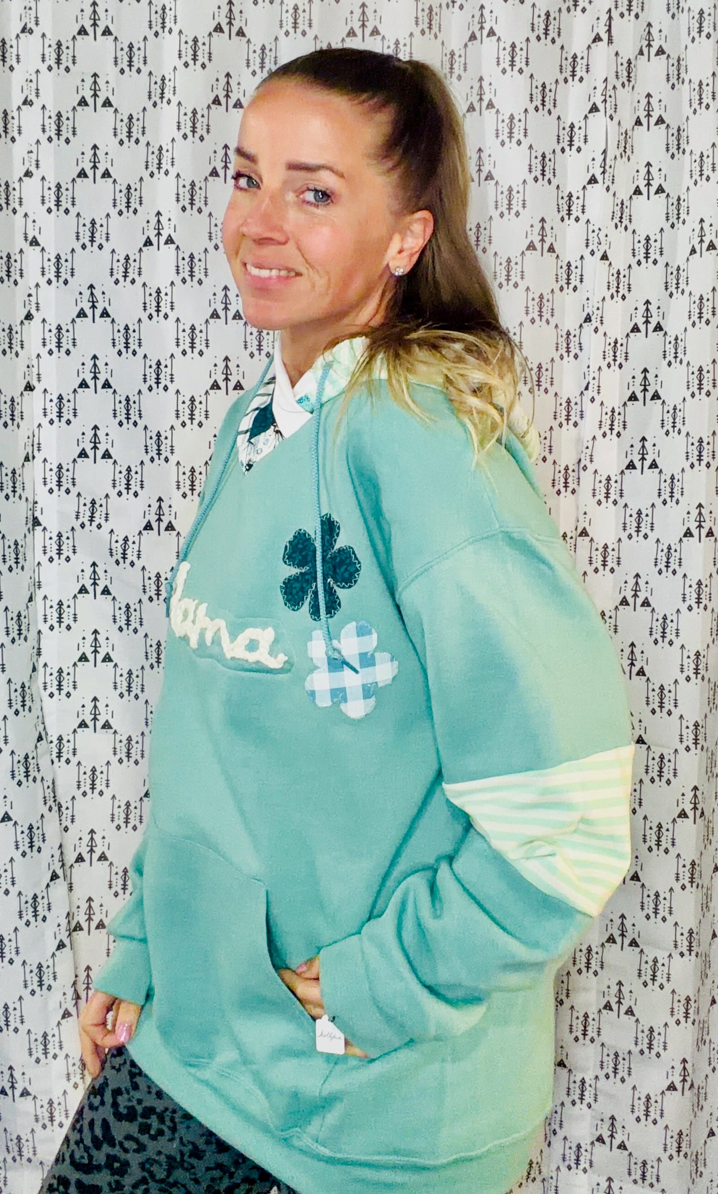 Light Green Mama Hoodie Size Women's- L/XL
