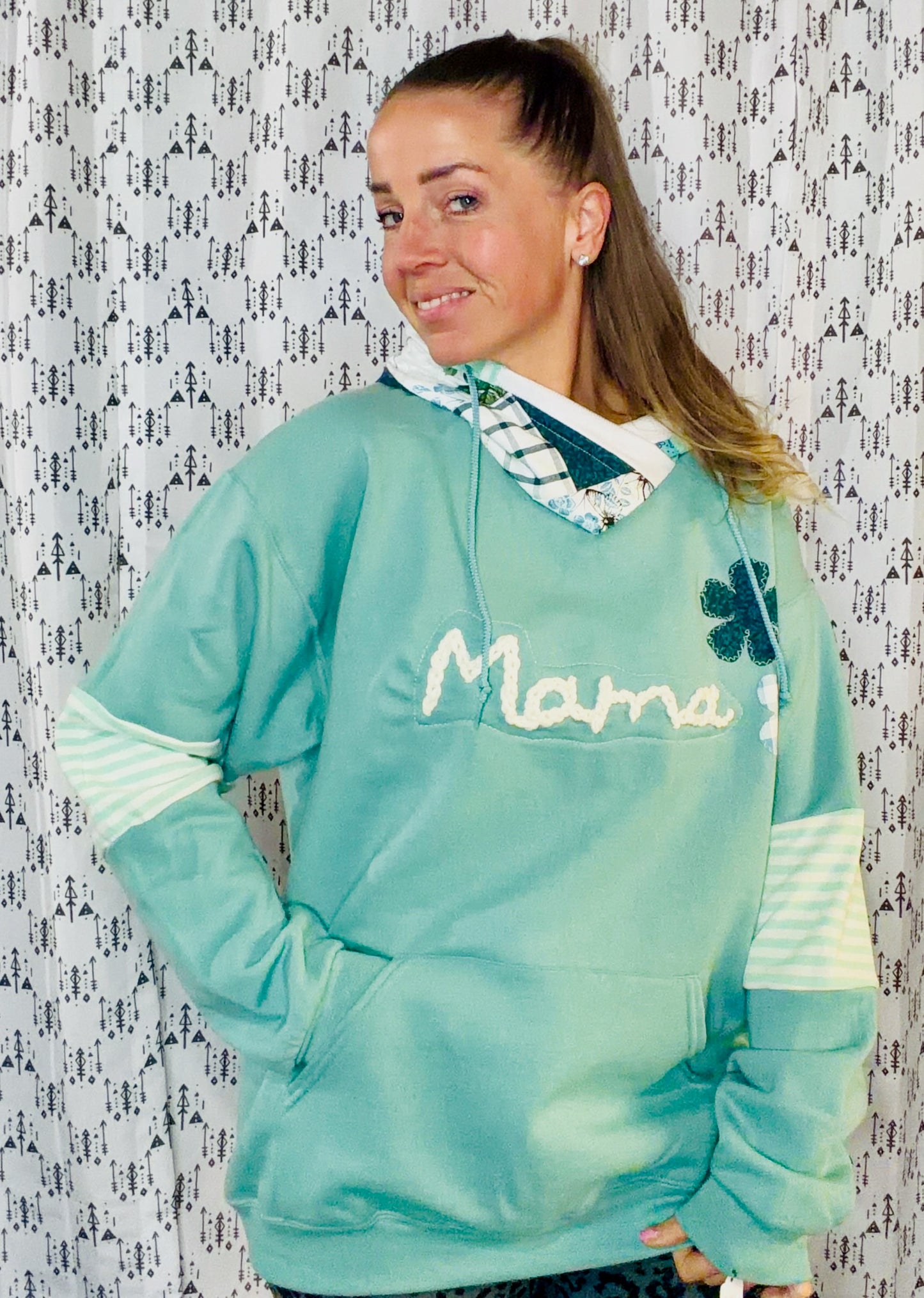 Light Green Mama Hoodie Size Women's- L/XL