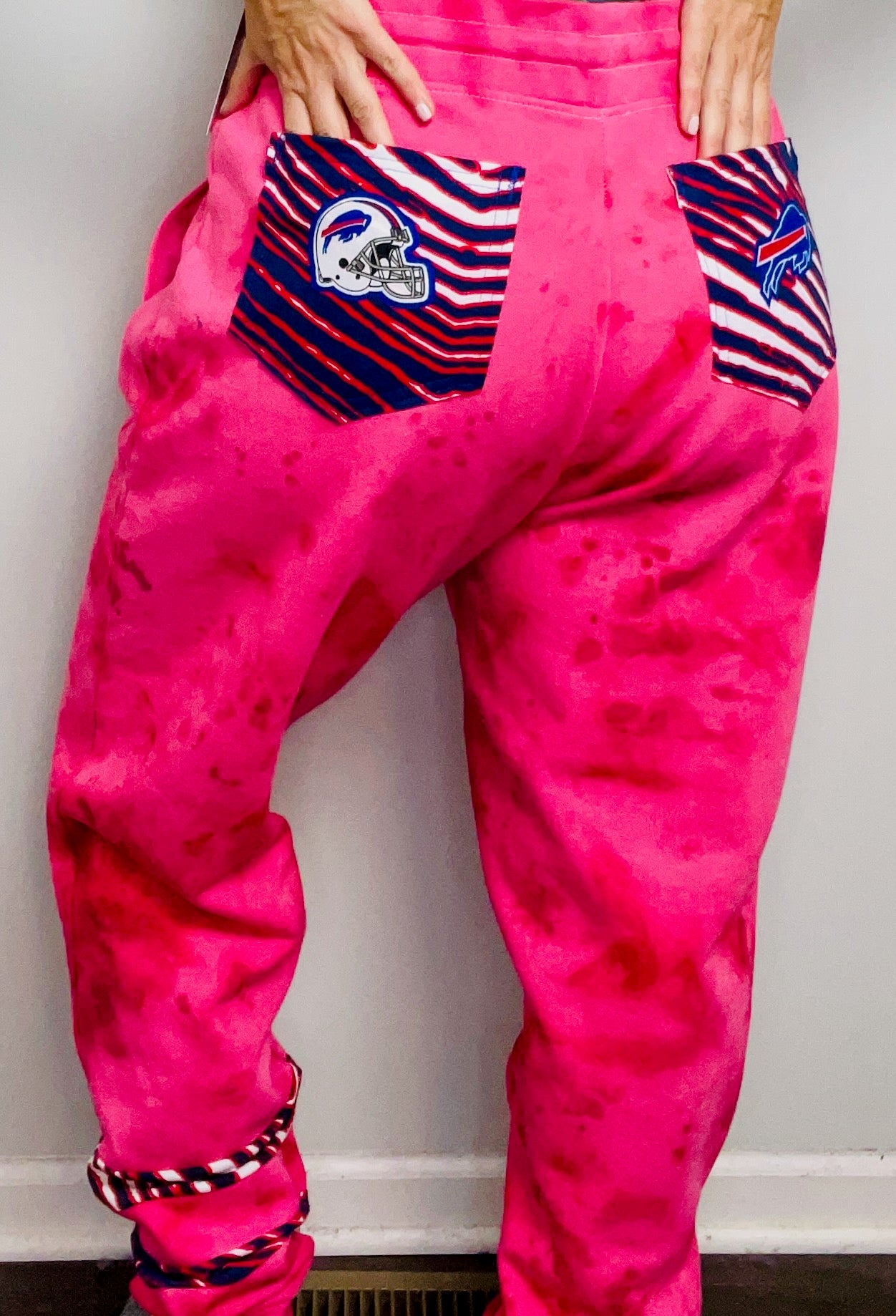 Red Tie-Dyed BUF Joggers Size- Unisex L/XL