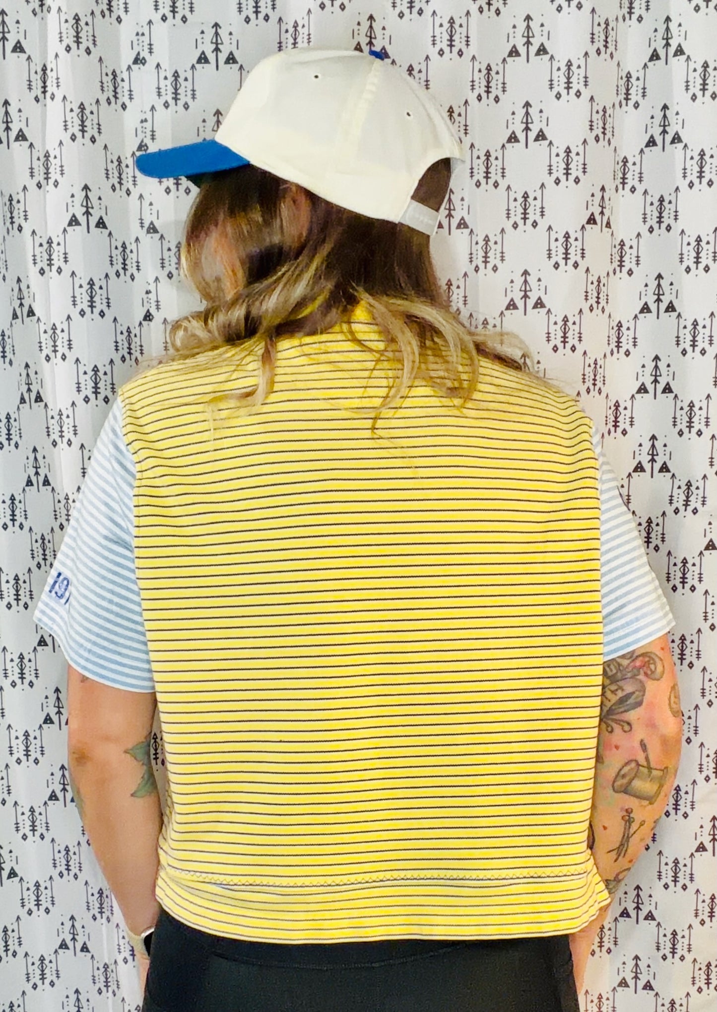 Yellow Striped BUF Hockey Polo Crop Women's Size- M/L