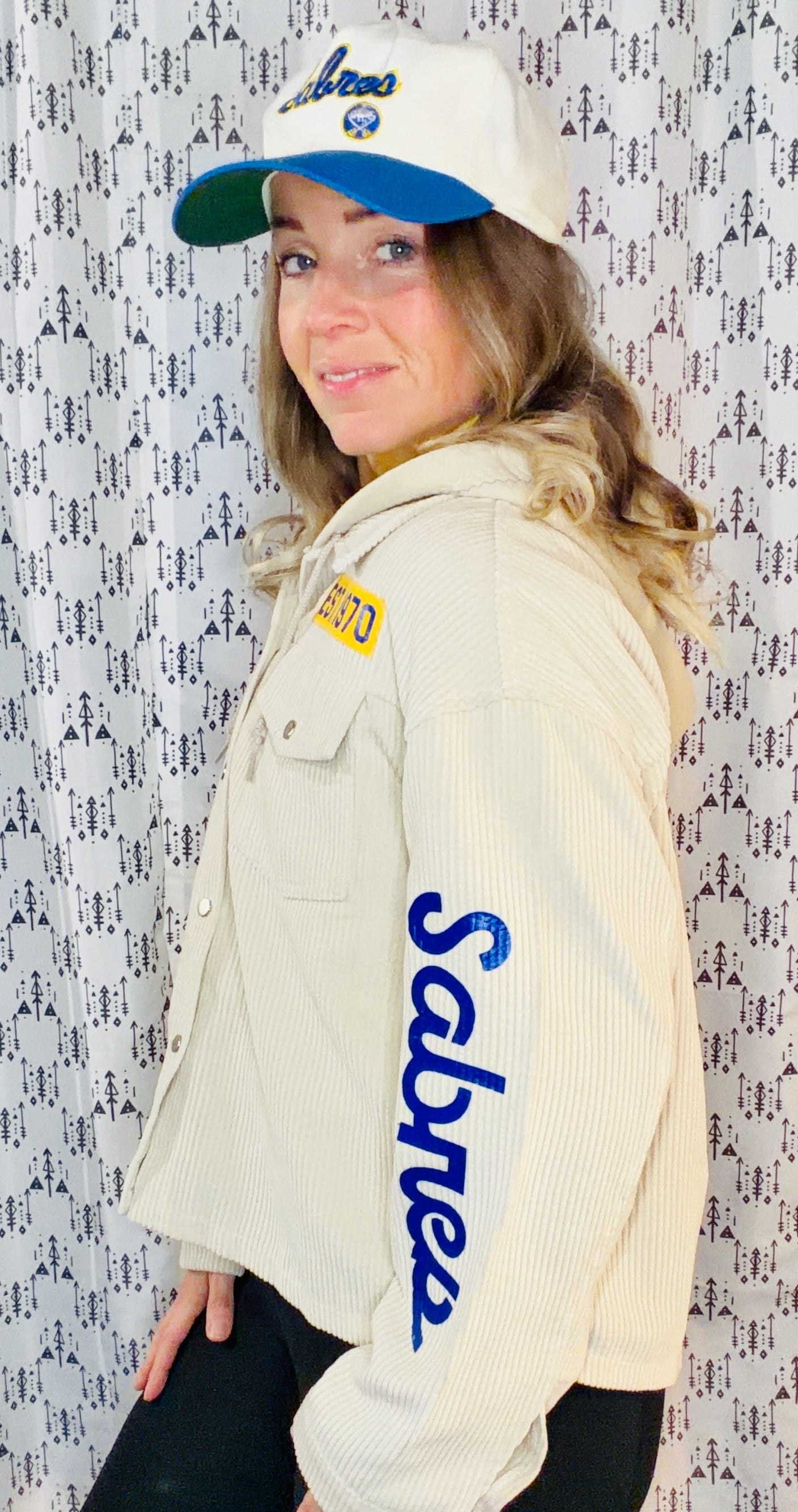 Beige Buffalo Hockey Jacket Size- Women's L/XL
