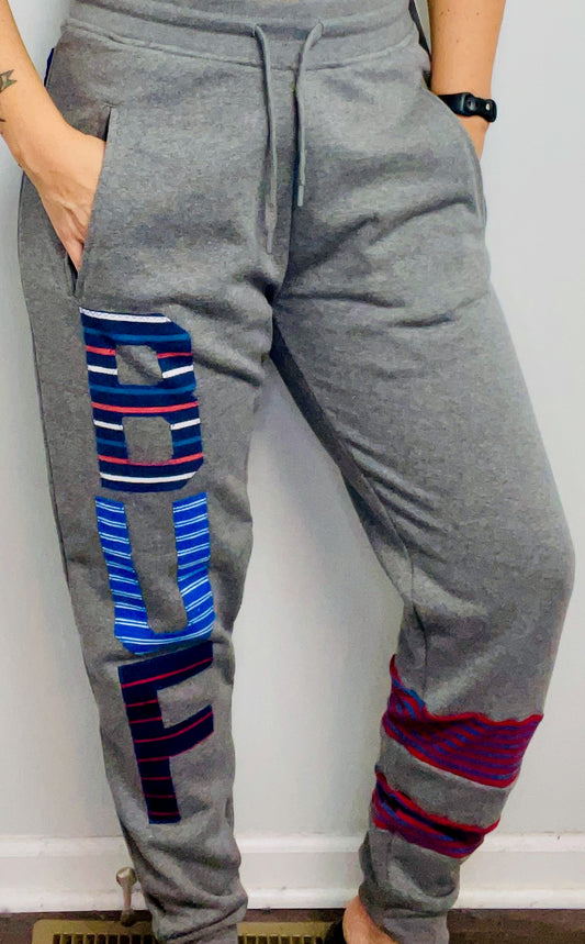 Grey Striped BUF Joggers Size- Unisex M/L