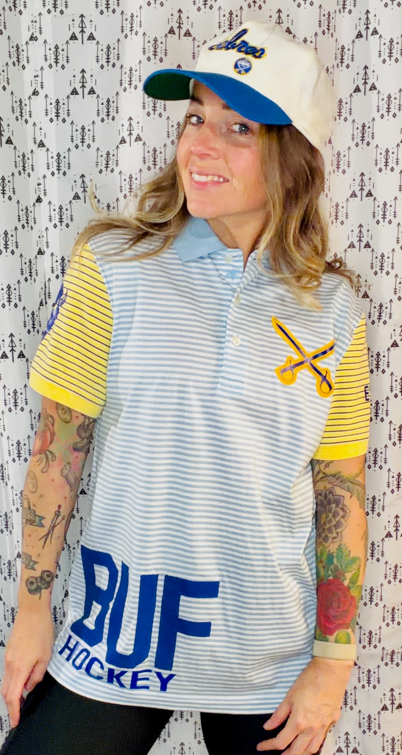 Blue Striped BUF Hockey Polo Dress Women's Size- M/L