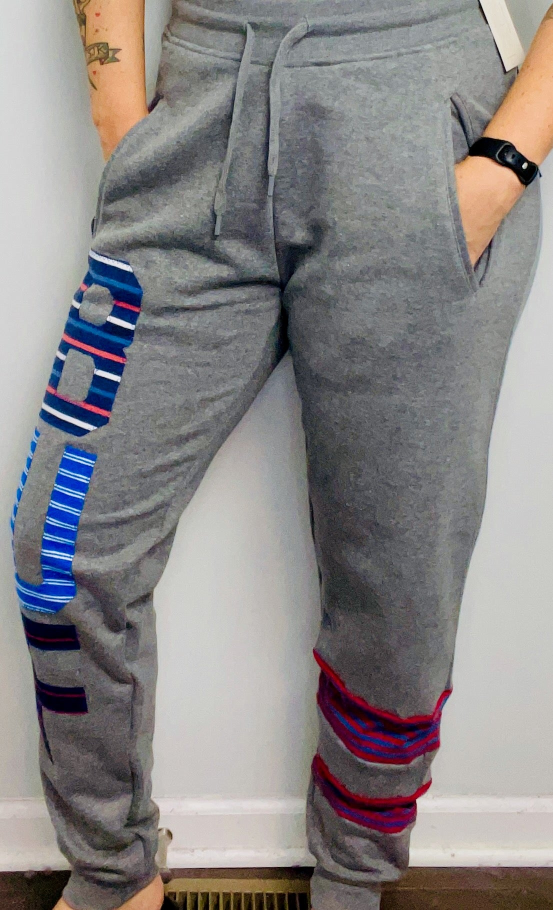 Grey Striped BUF Joggers Size- Unisex M/L