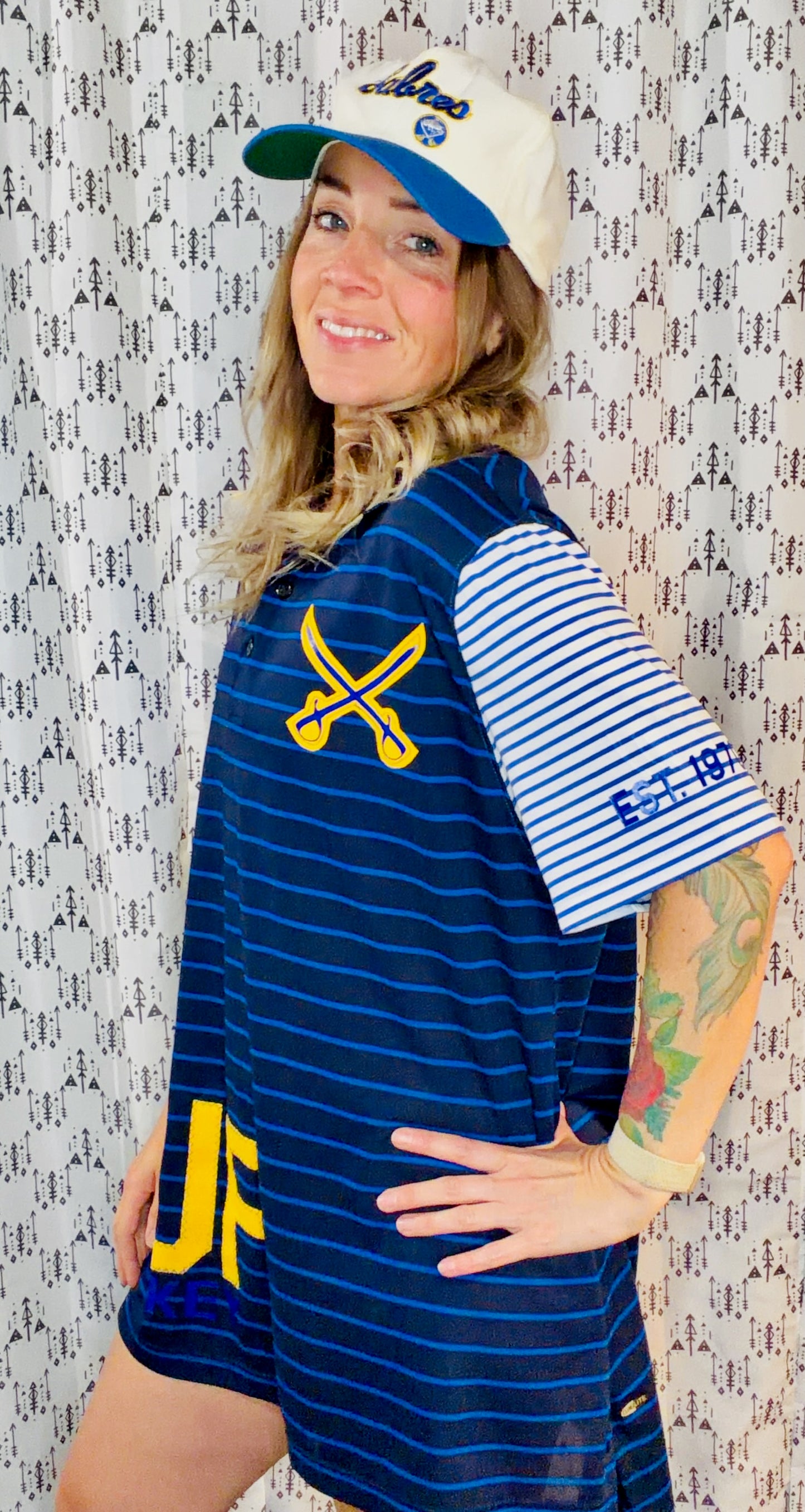 Blue Striped BUF Hockey Polo Dress Women's Size- XL/2X