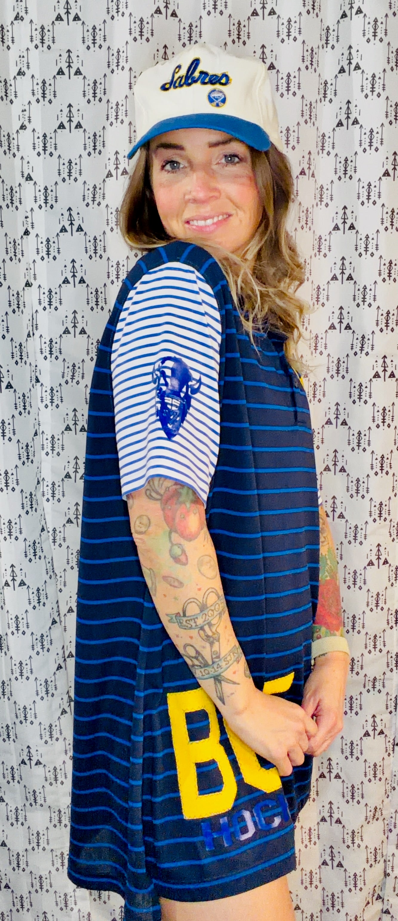 Blue Striped BUF Hockey Polo Dress Women's Size- XL/2X