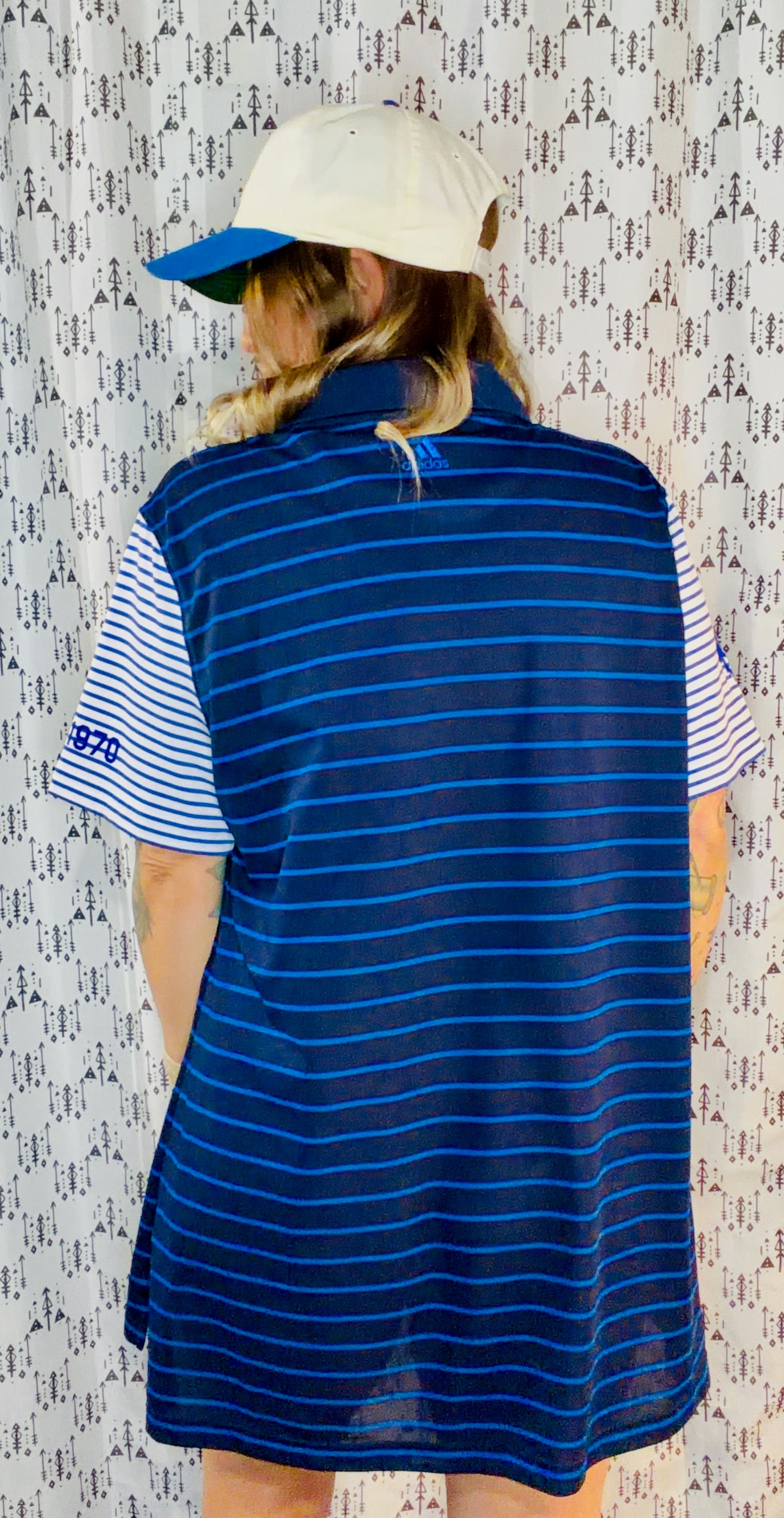 Blue Striped BUF Hockey Polo Dress Women's Size- XL/2X