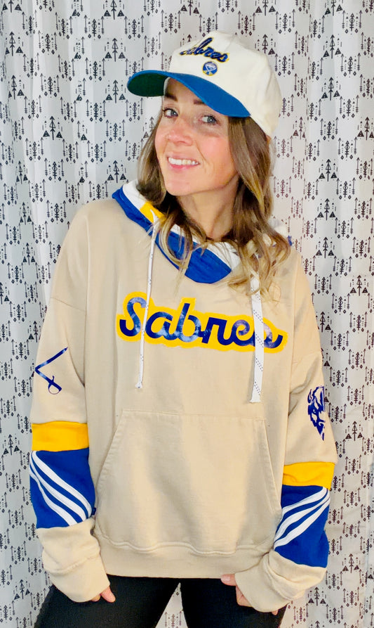Beige Buffalo Hockey Hoodie Size Unisex-L/XL
