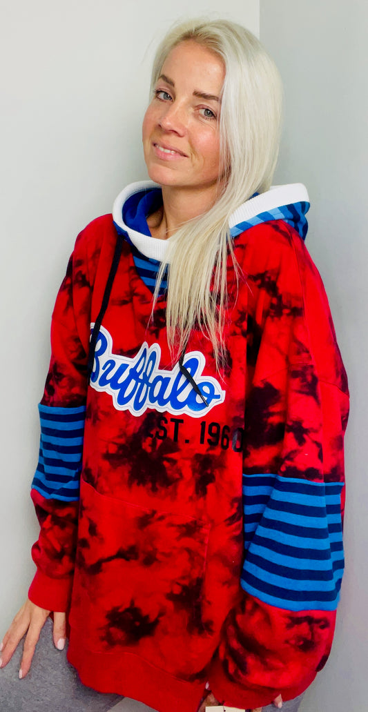 Red Tie-Dye BUF Hoodie Size- Unisex XL/2X