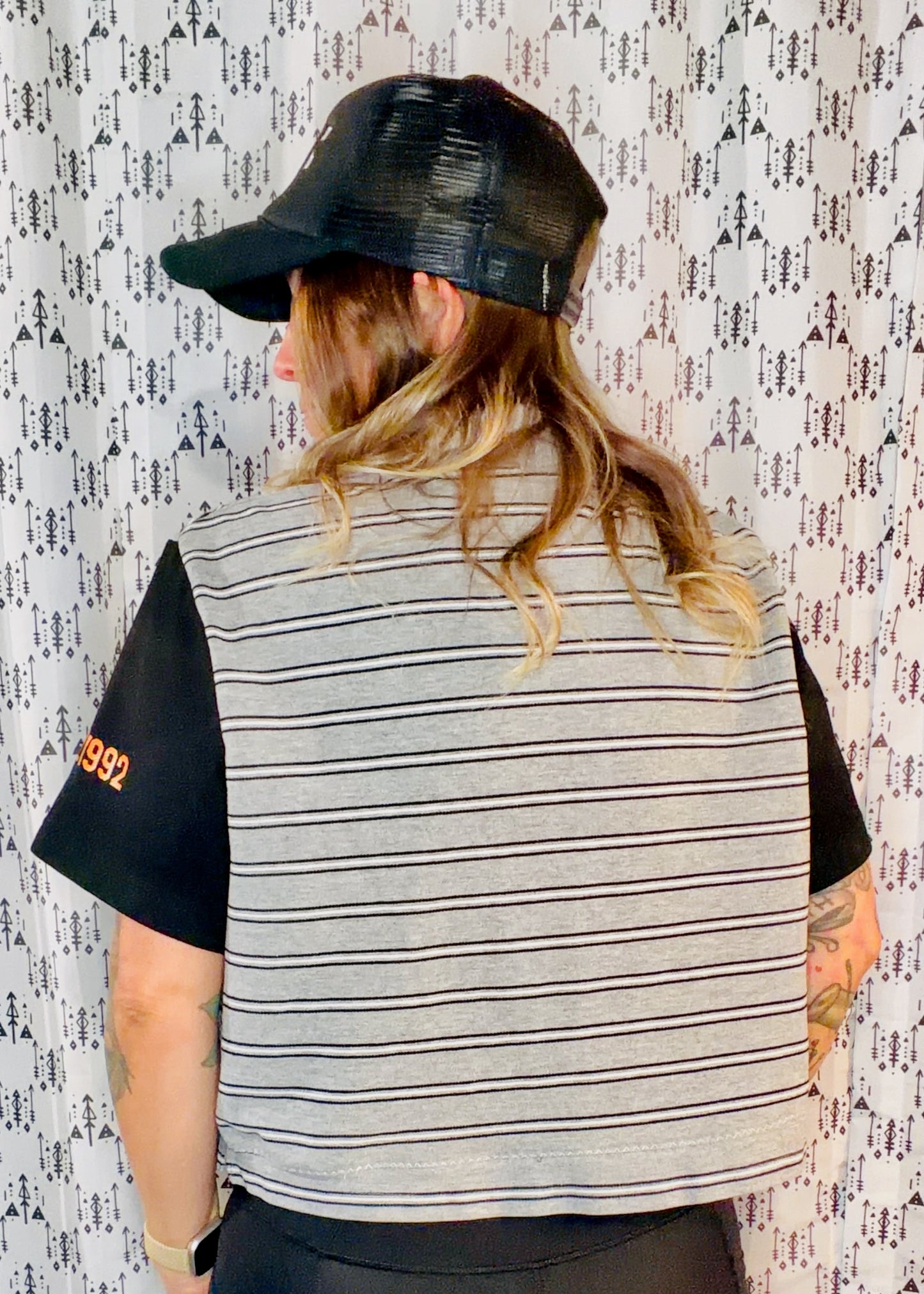 Grey Striped BUF Lax Polo Crop Women's Size- L/XL